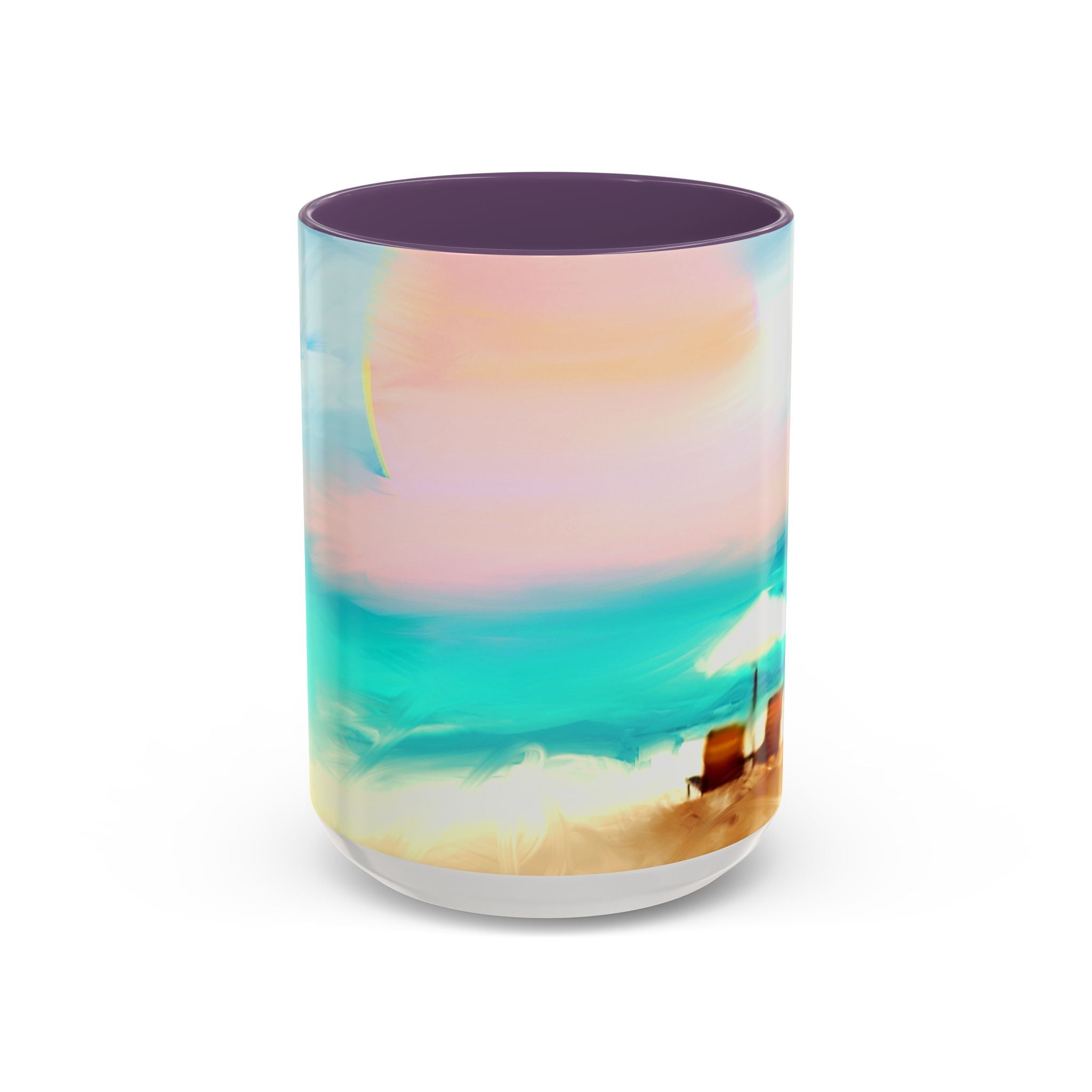 Beach Sunrise Accent Coffee Mug — Tropical Ocean Scene 11/15oz