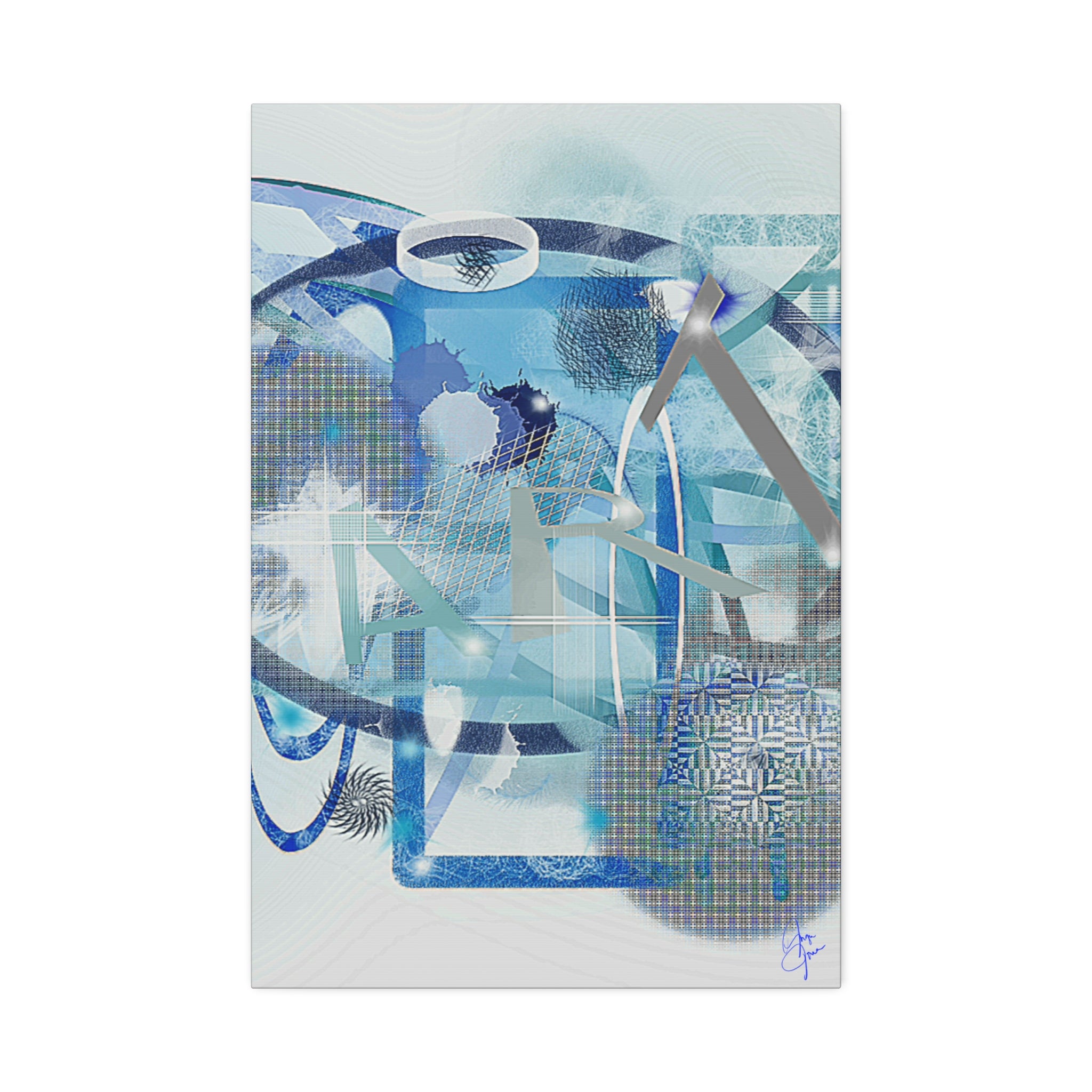 Abstract Blue Ocean Canvas Print – Modern Geometric Wall Art (Stretched 1.5")