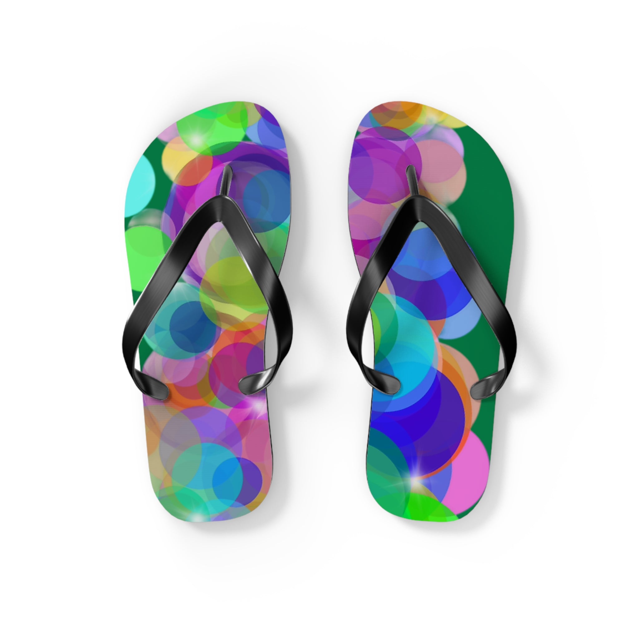 Flip Flops — Colorful Bokeh Circle Pattern Summer Sandals