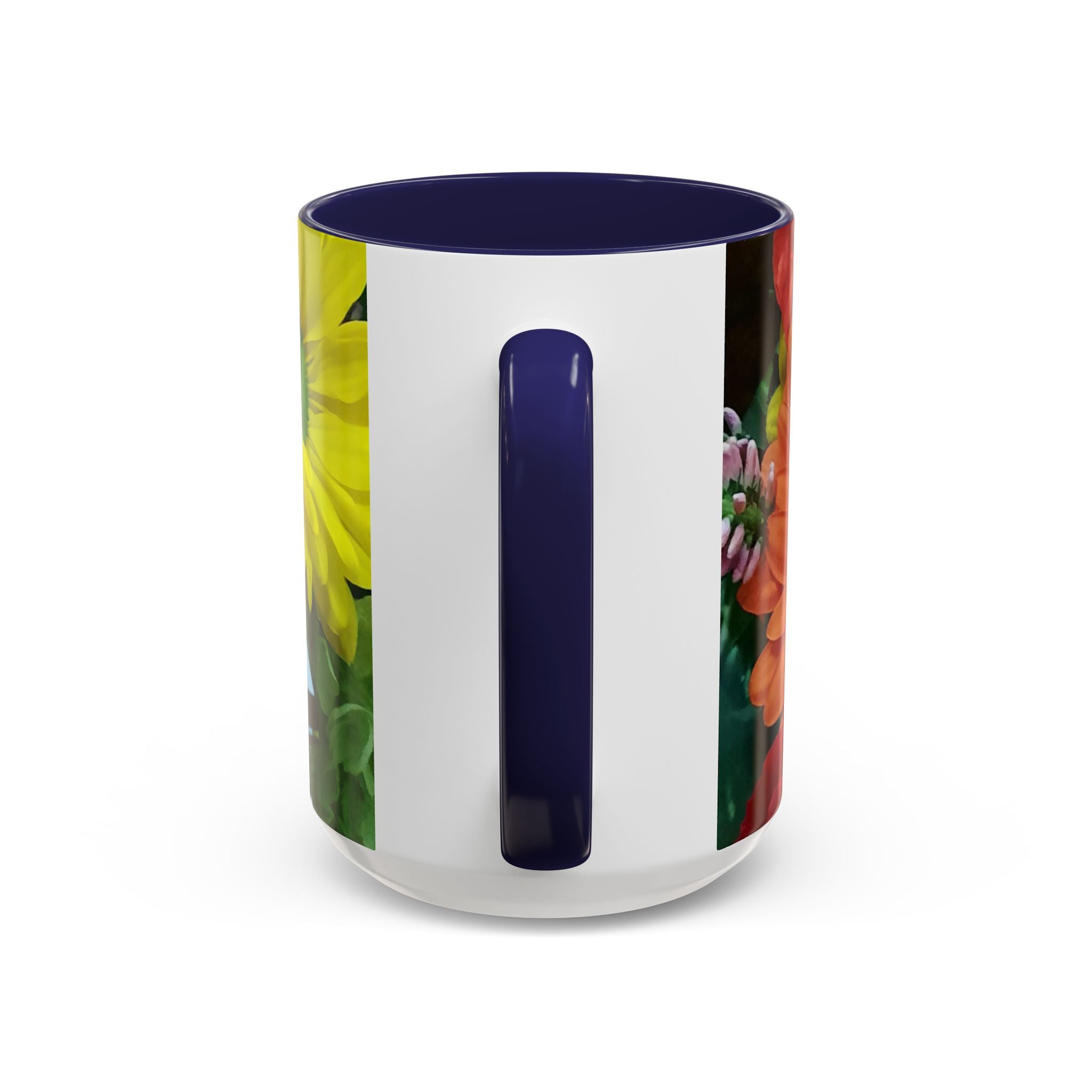 Floral Gerbera Accent Coffee Mug — Orange & Yellow Daisy Photo Wrap (11/15 oz)
