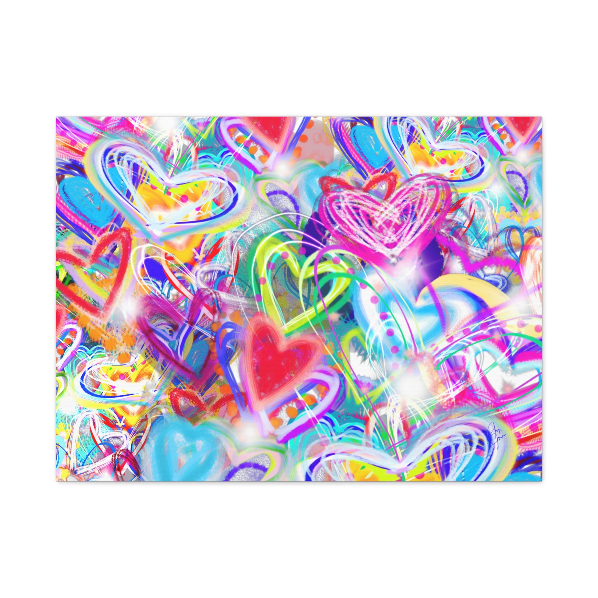 Colorful Heart Graffiti Matte Canvas