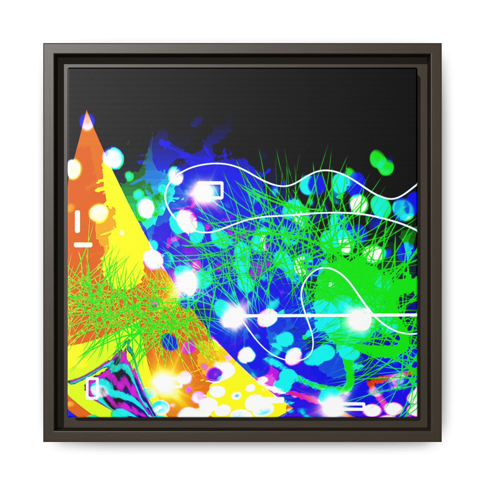 Abstract Neon Wave Matte Canvas Framed Art