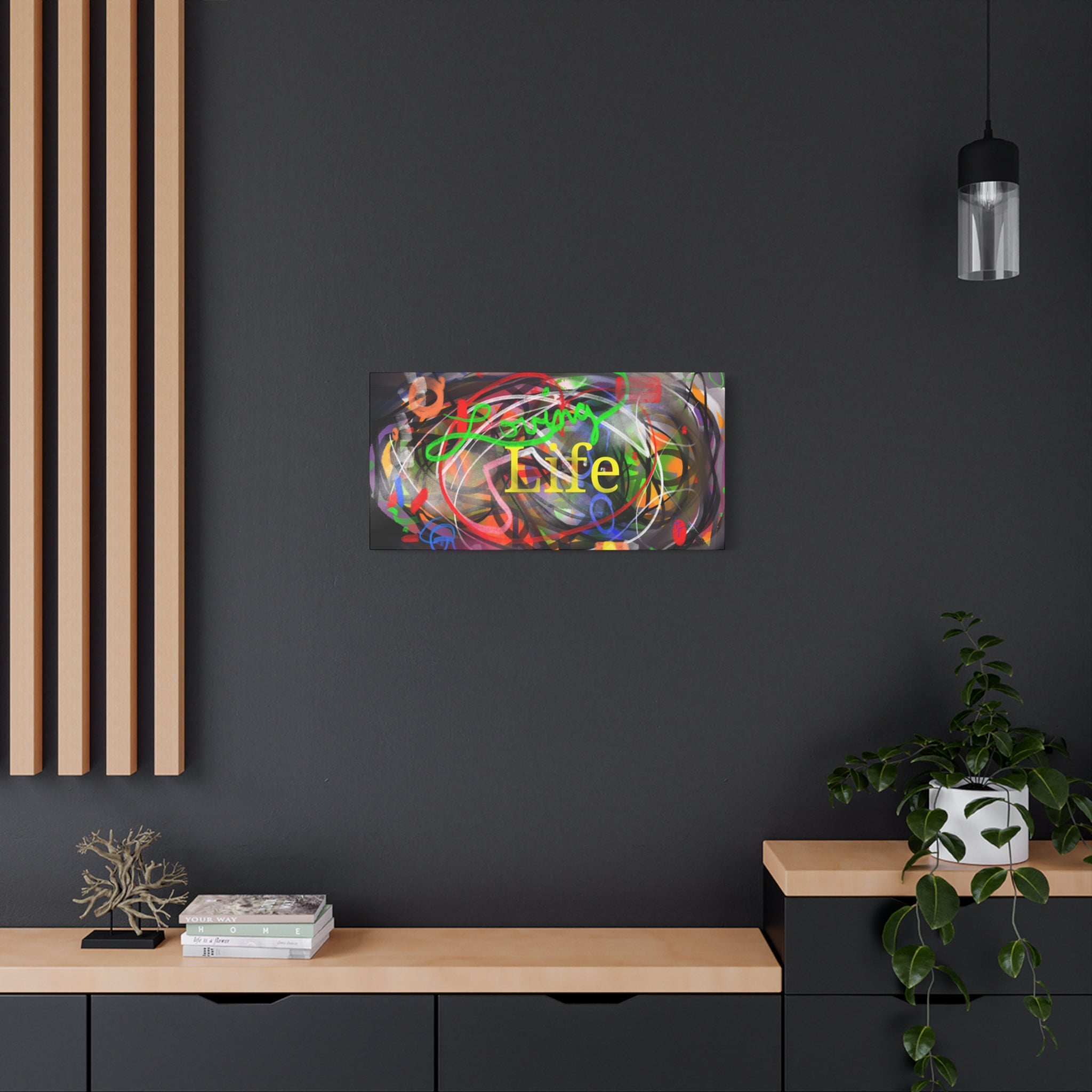 Loving Life Abstract Canvas Wall Art – Colorful Modern Stretched Matte Print