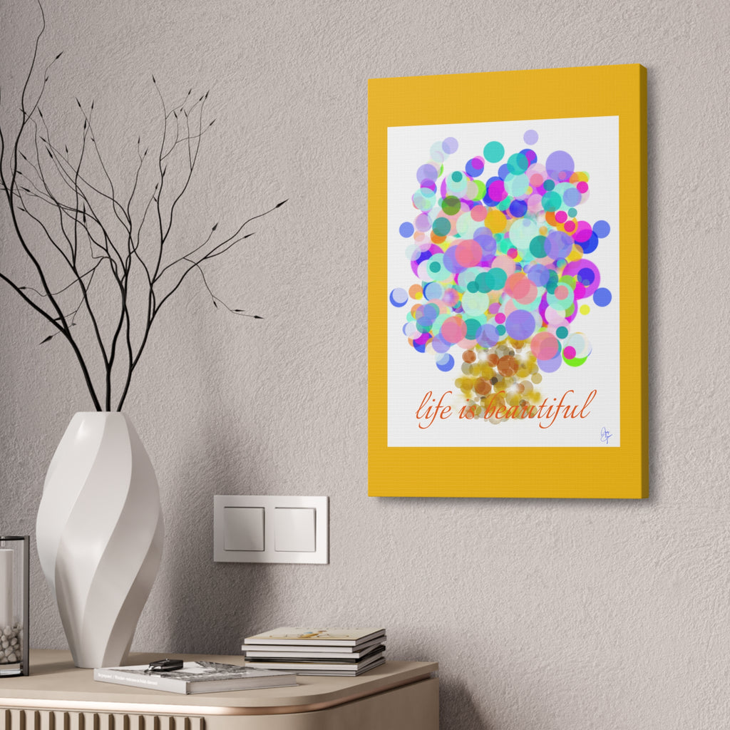 Life Is Beautiful Colorful Bubble Tree Canvas