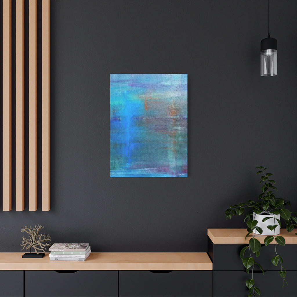 Abstract Blue-Green Matte Canvas Print – Stretched 1.25" Wall Art