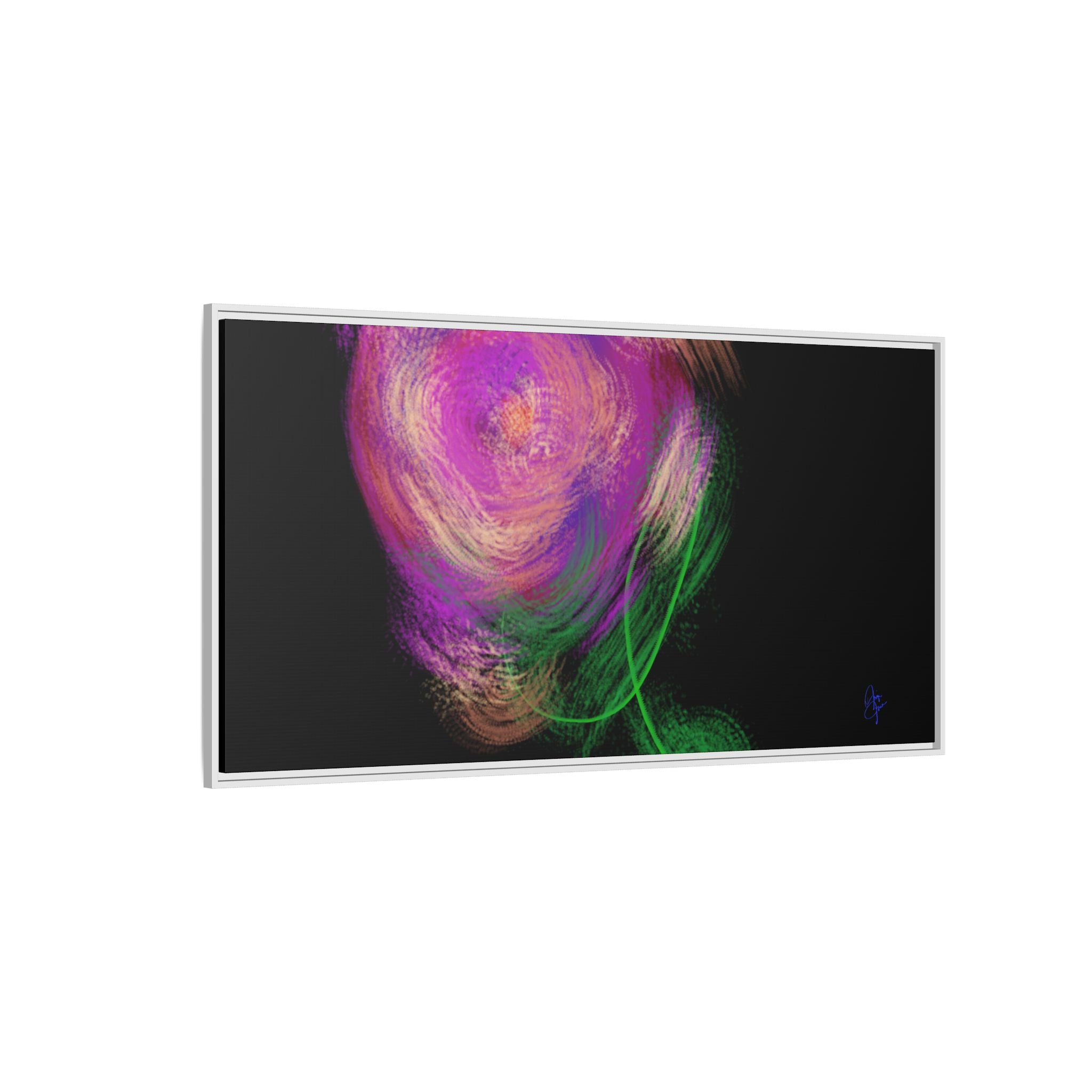 Abstract Rose Swirl Matte Framed Canvas — Multicolor Floral Wall Art