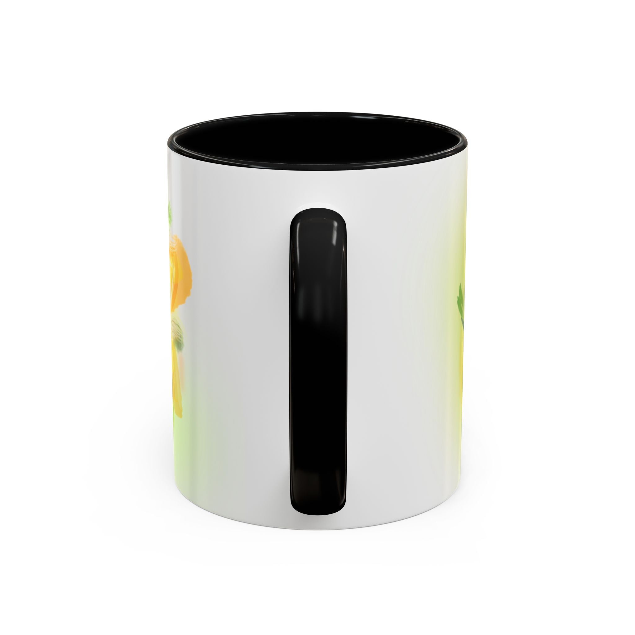 Sunlit Daisy Accent Coffee Mug — Yellow Floral 11/15oz