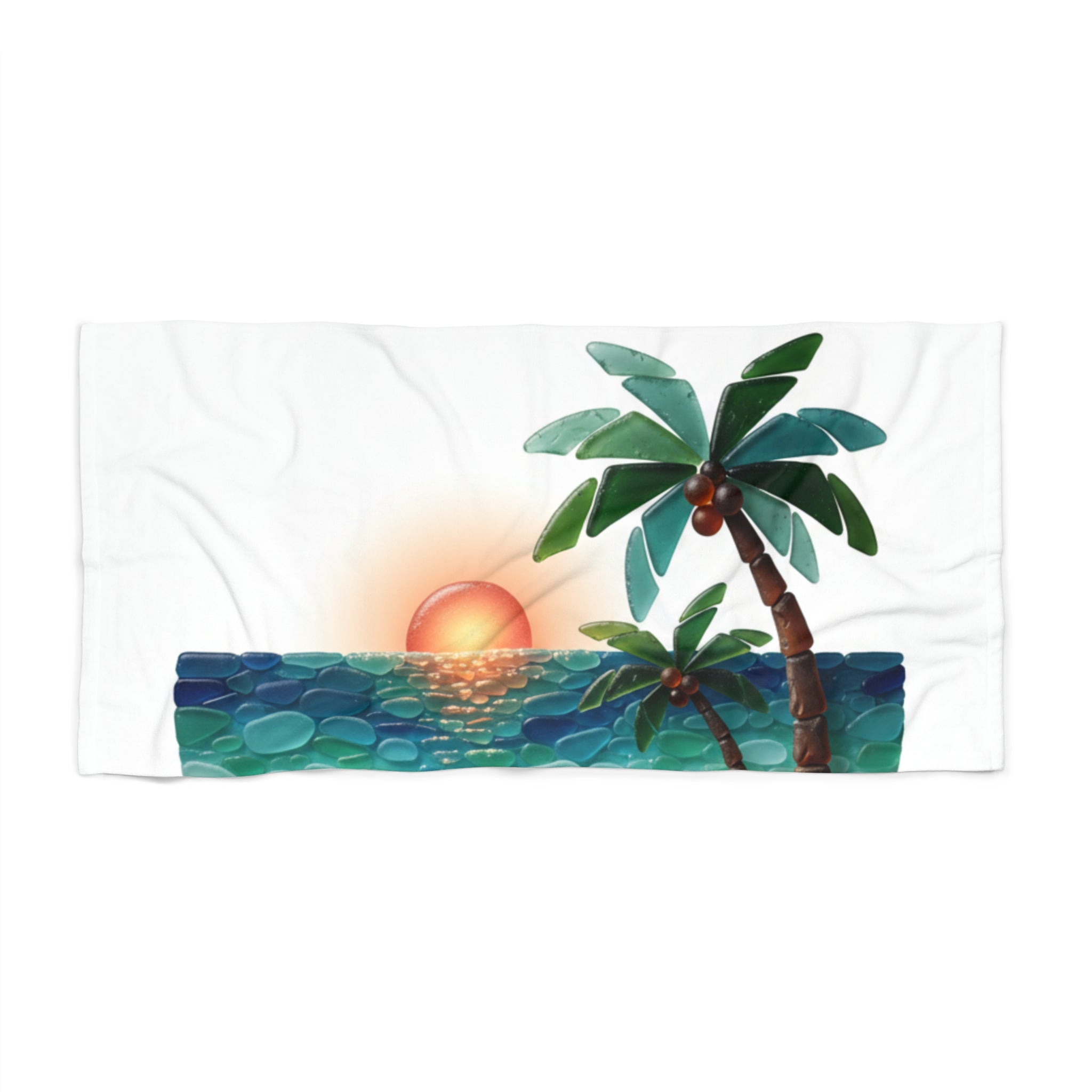 Sunset Palm Beach Towel — Tropical Coconut Tree Beach Towel
