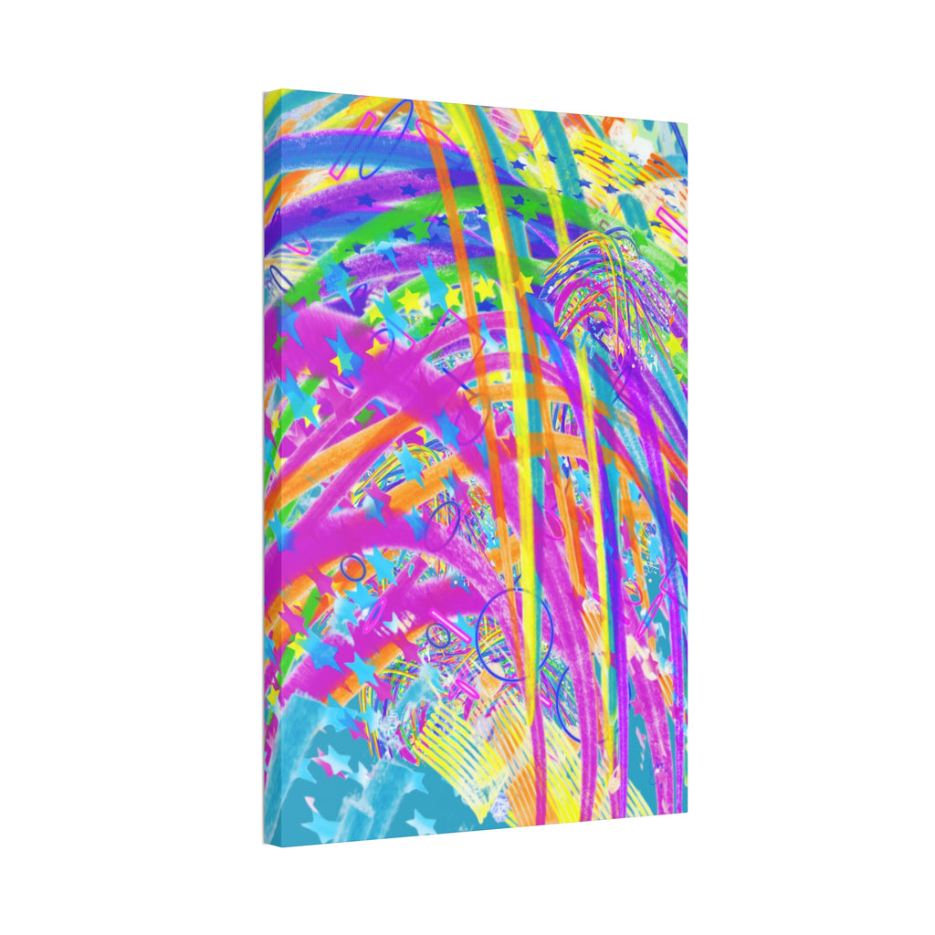 Vibrant Tropical Palm Abstract Canvas – Colorful 1.5" Stretched Wall Art