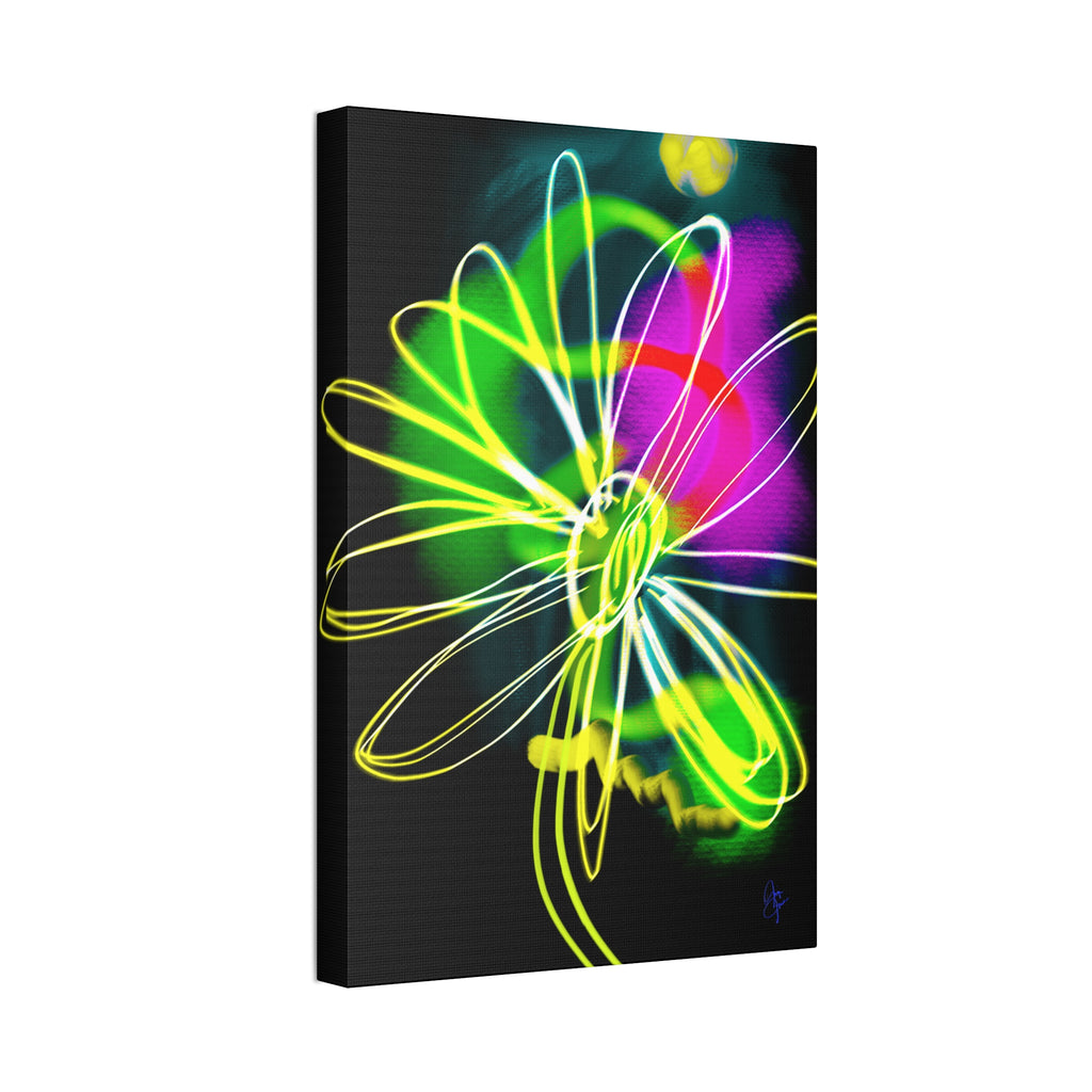 Neon Bloom Canvas Print — Abstract Floral Wall Art (Stretched 1.5")