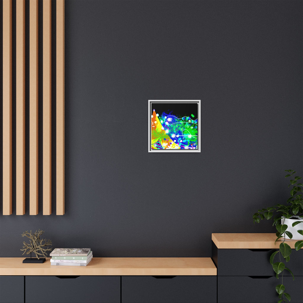 Abstract Neon Wave Matte Canvas Framed Art