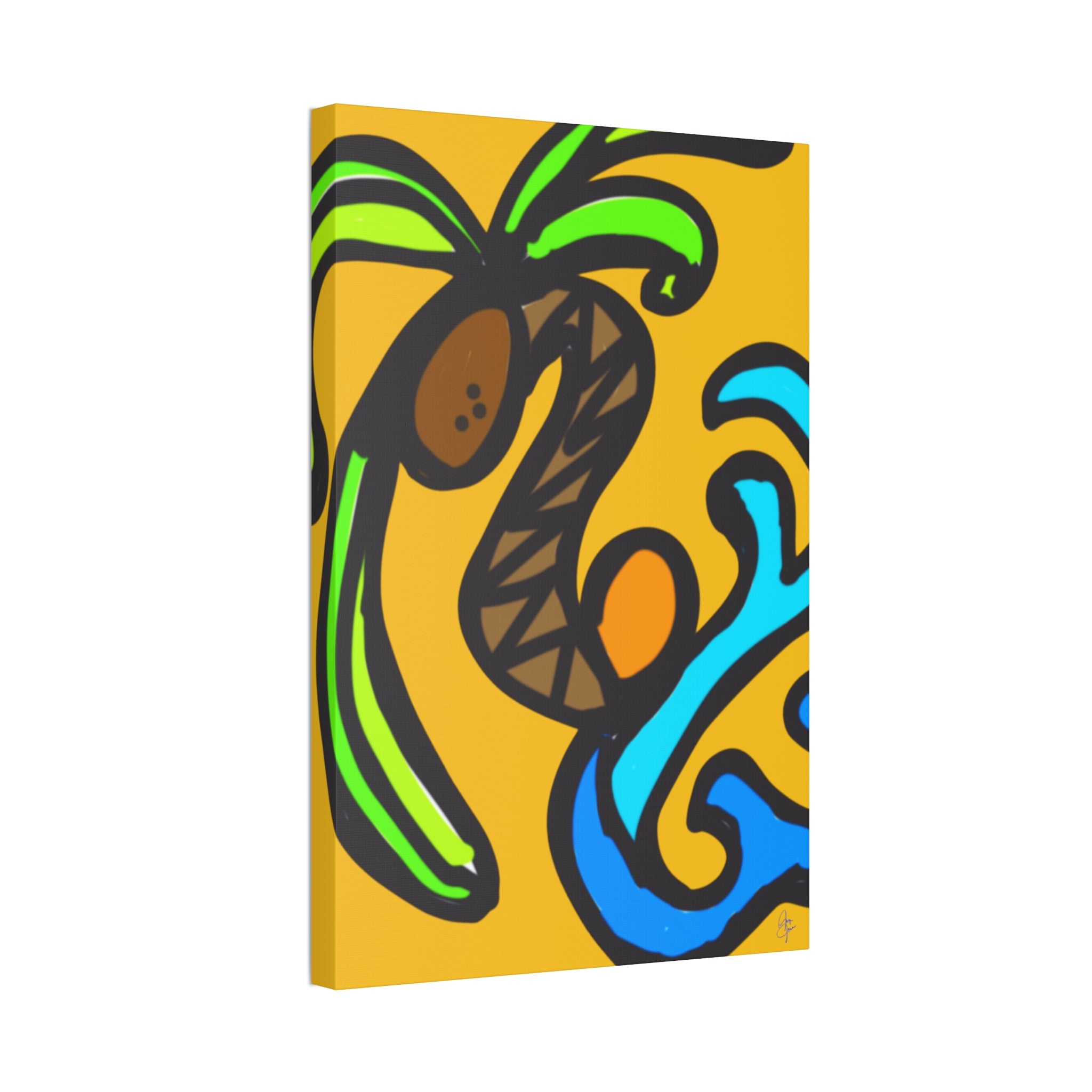 Stained Glass Beach Canvas — Whimsical Seaside Wall Art