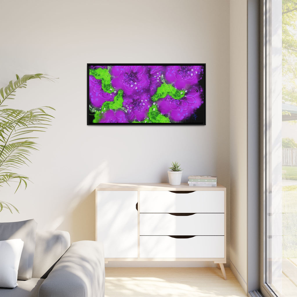 Framed Floral Canvas Print — Matte Multi-Color Blooms Wall Art