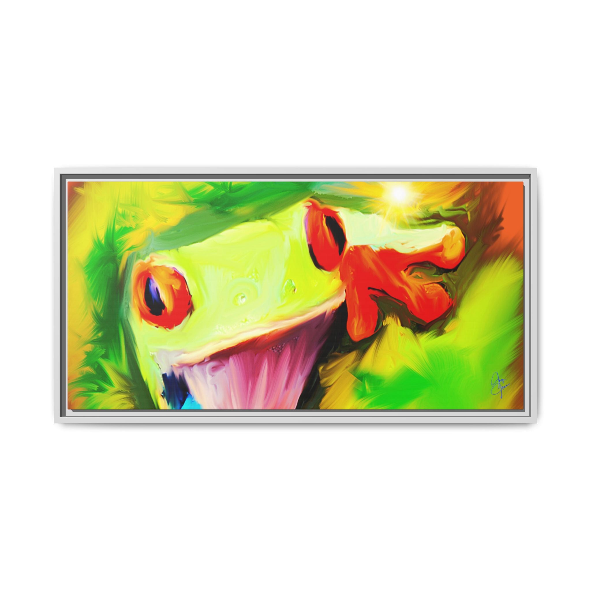 Colorful Tree Frog Matte Canvas Print — Framed Tropical Wall Art