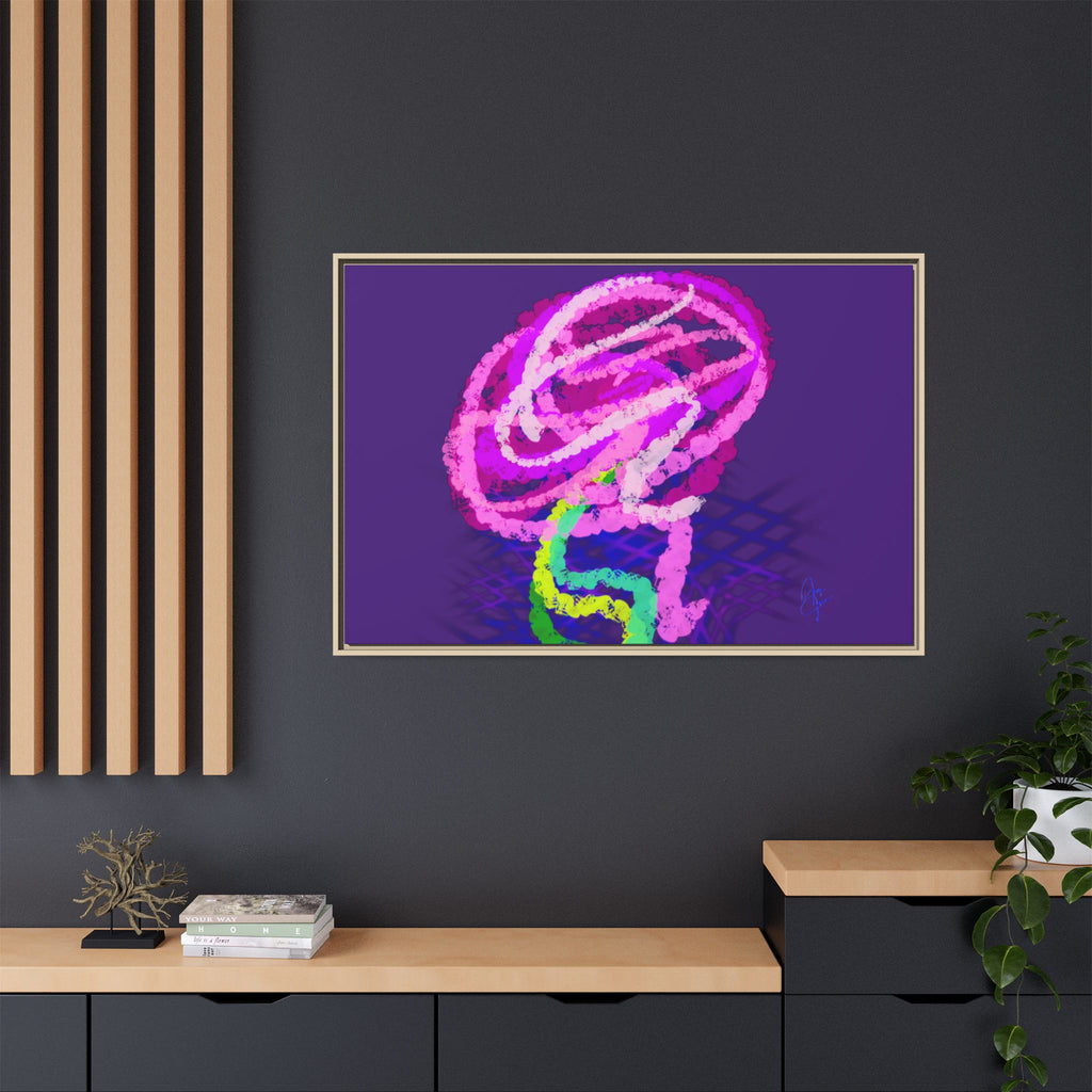 Framed Matte Canvas - Neon Rose Abstract Wall Art