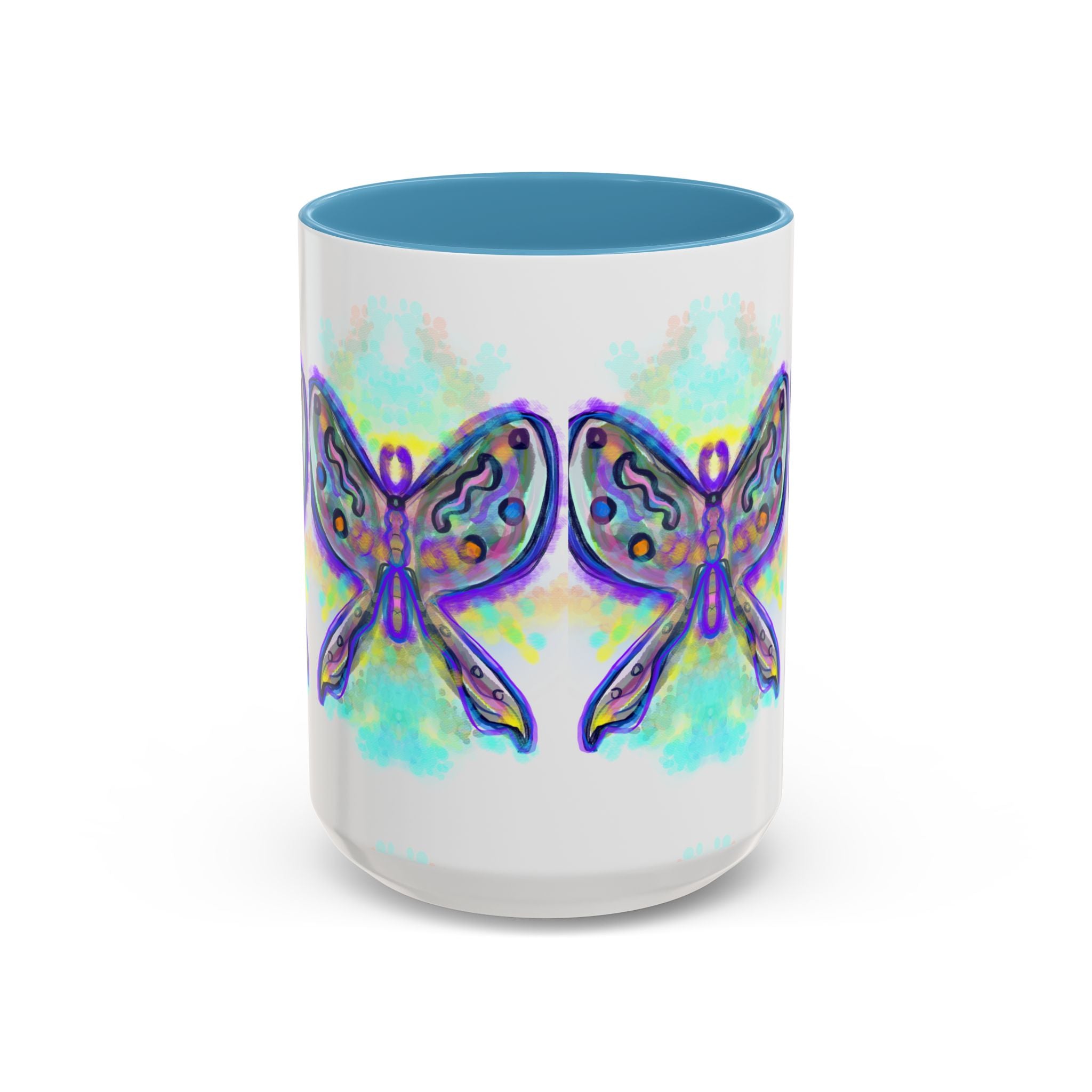 Butterfly Accent Coffee Mug — Colorful Watercolor Butterfly Design (11/15oz)