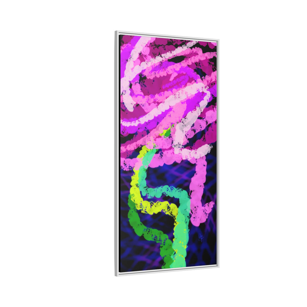 Framed Matte Canvas - Neon Rose Abstract Wall Art