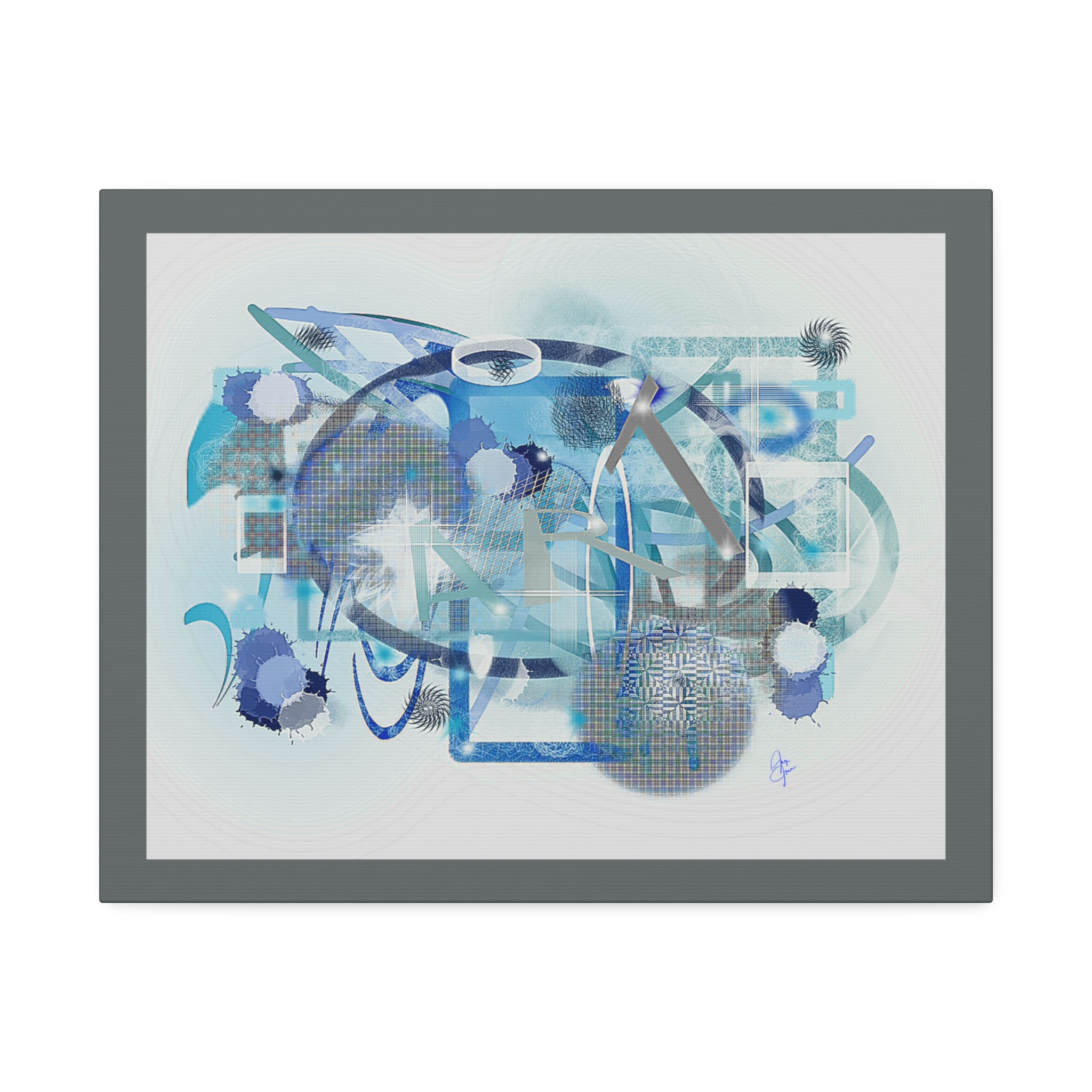 Abstract Blue Ocean Canvas Print – Modern Geometric Wall Art (Stretched 1.5")