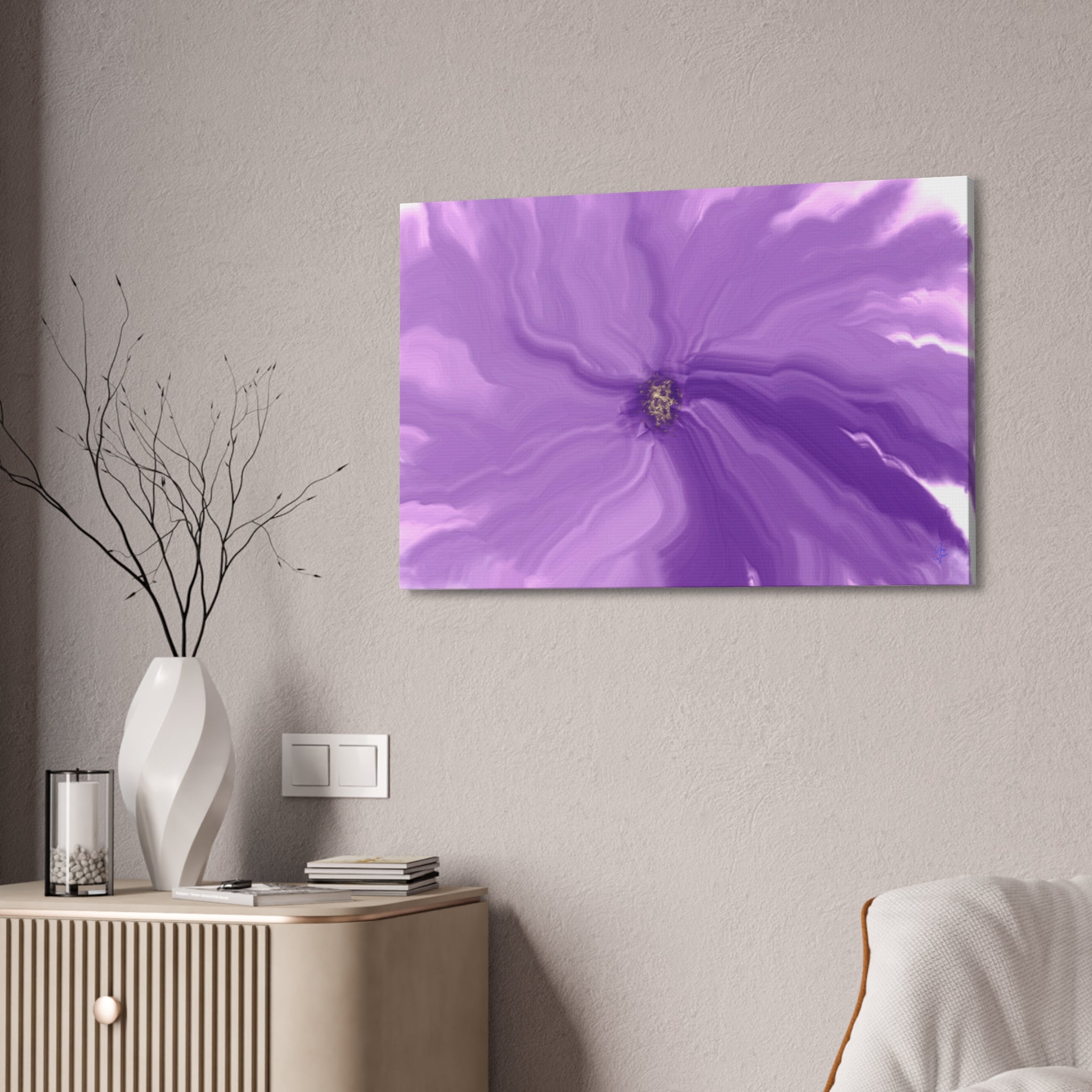 Abstract Purple Swirl Canvas Art – Stretched 1.5"