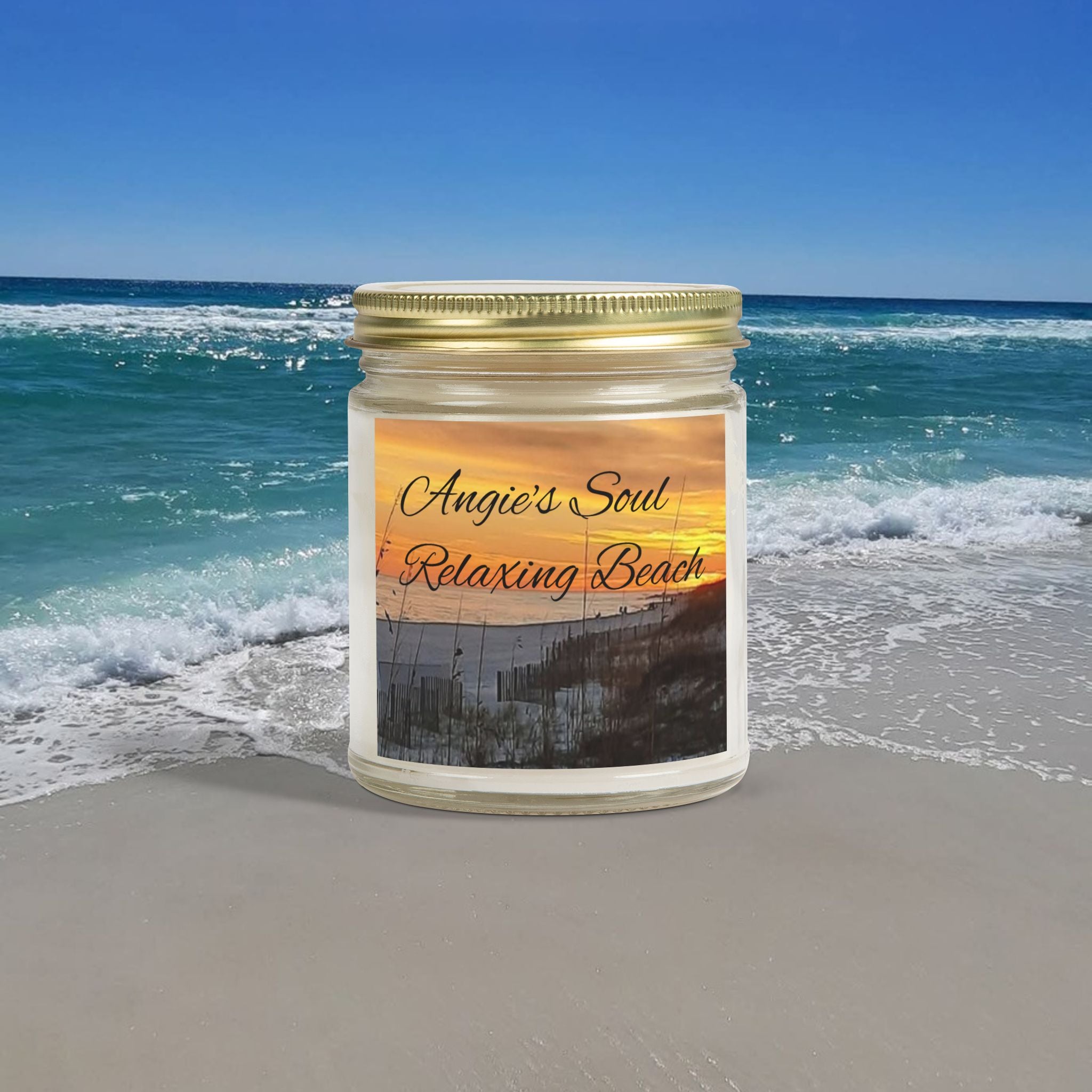 Relaxing Beach Scented Candle - Coconut Apricot Wax
