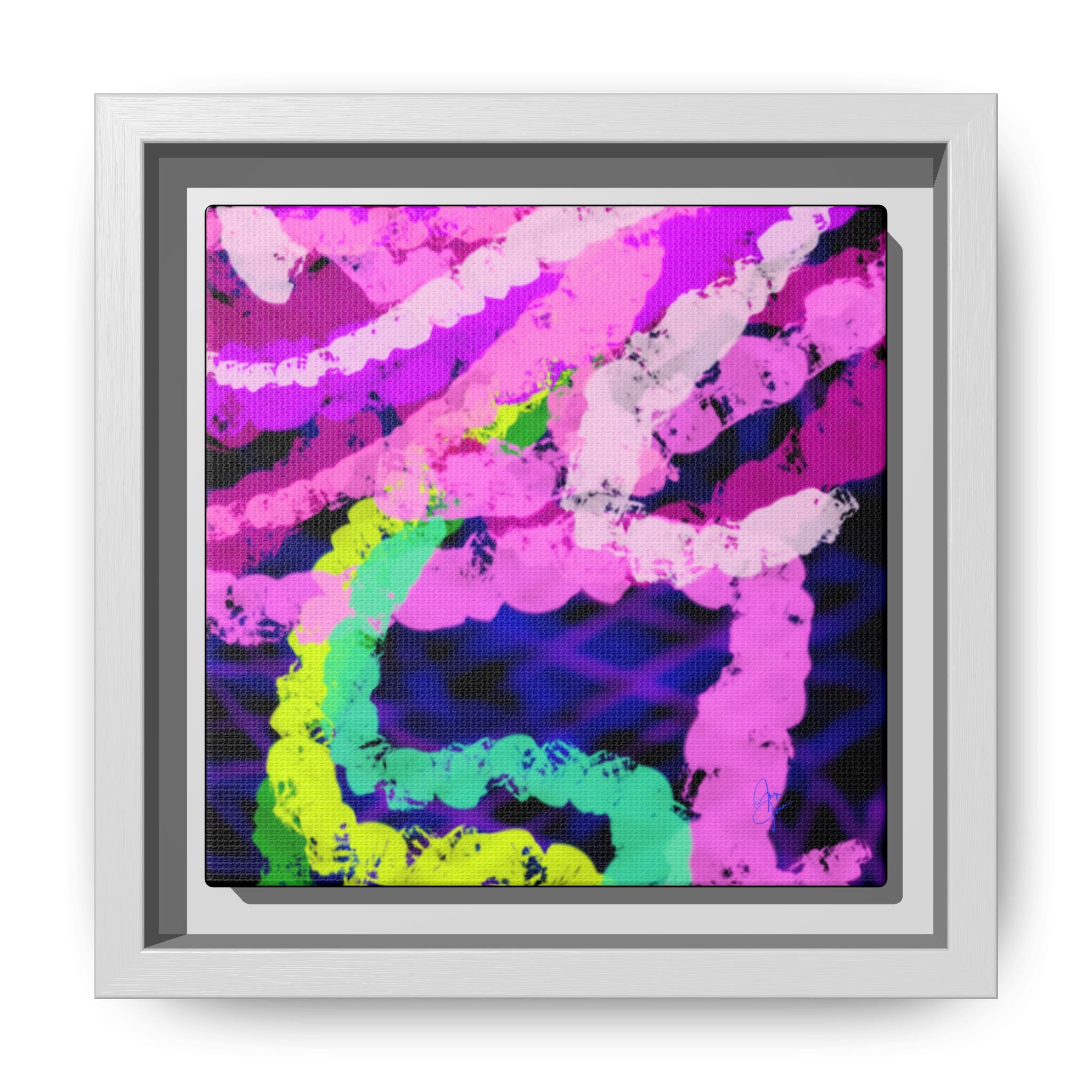 Framed Matte Canvas - Neon Rose Abstract Wall Art