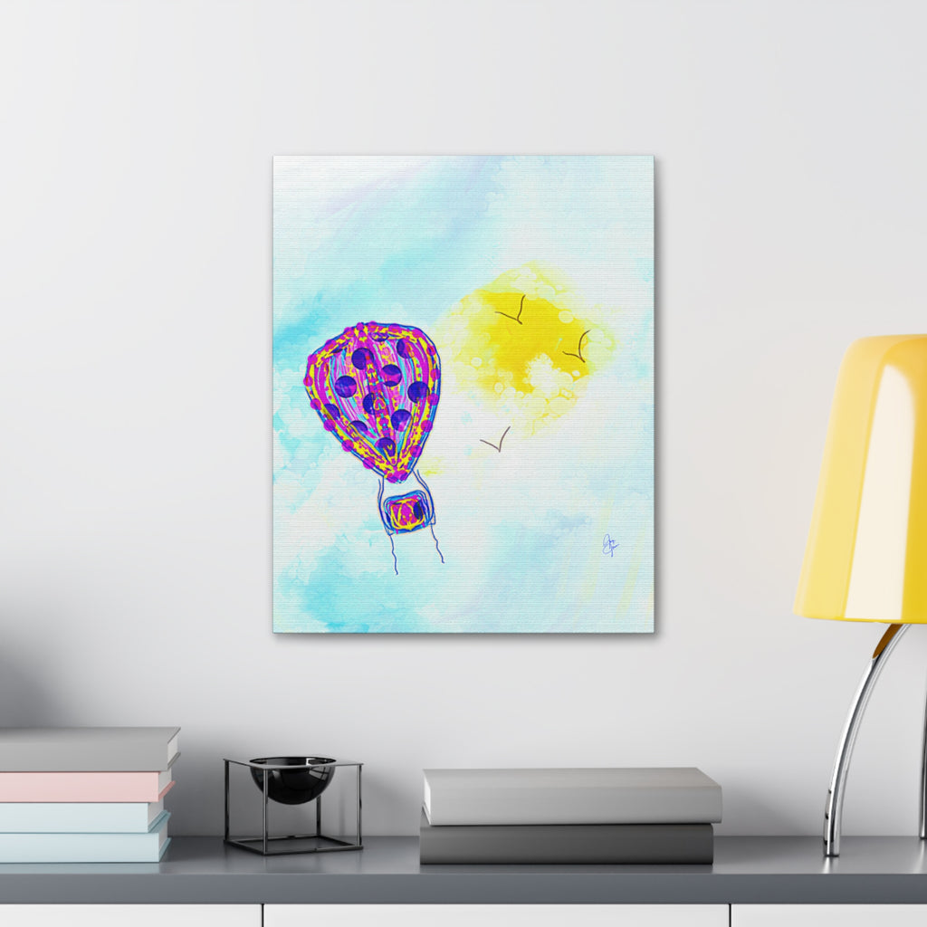 Hot Air Balloon Canvas Art – Whimsical Sunshine Nursery Wall Décor (Stretched Canvas)
