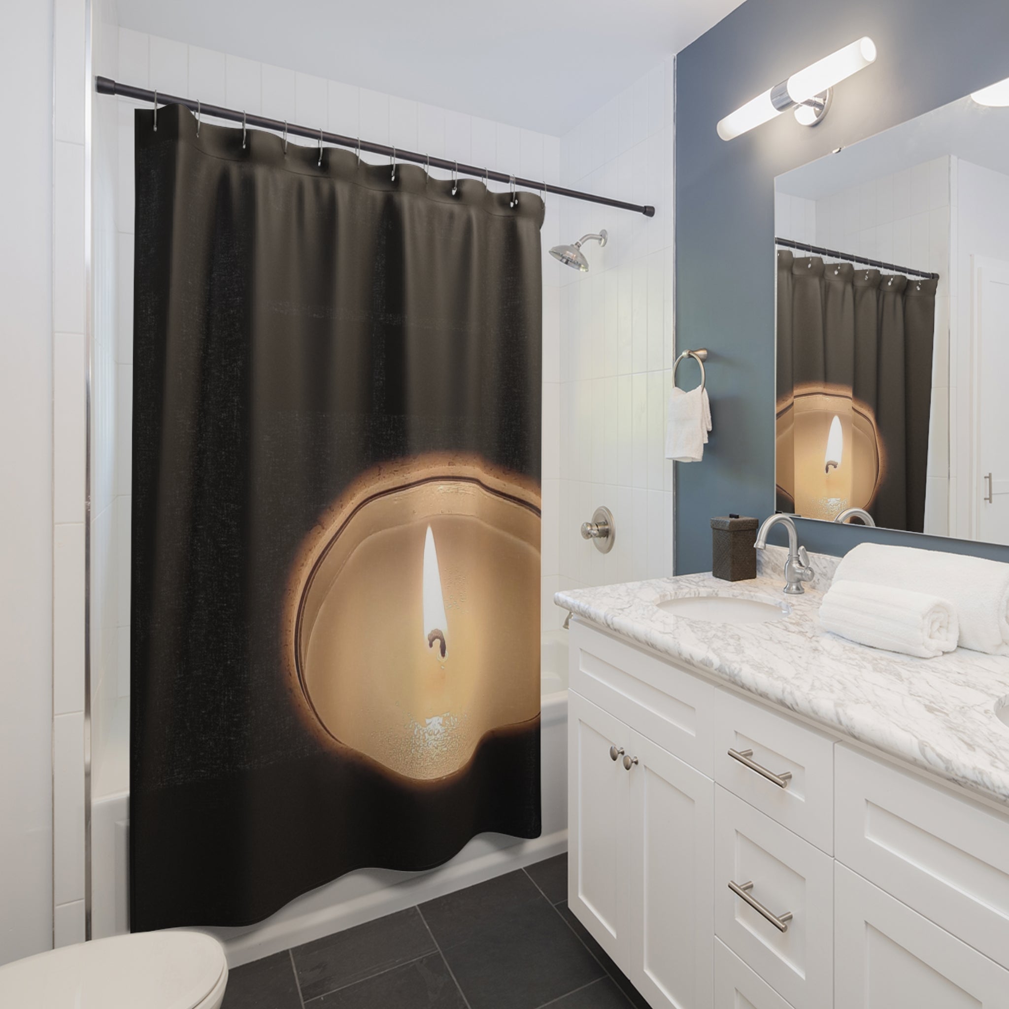 Elegant Candle-Themed Shower Curtain