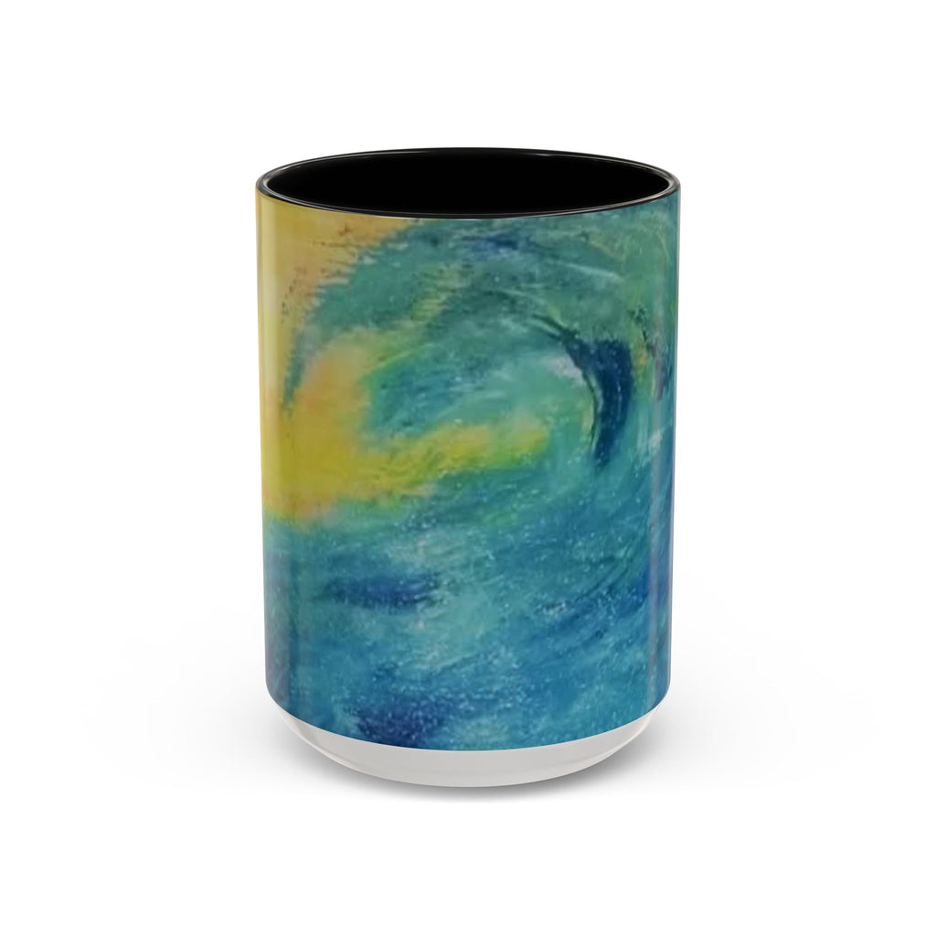 Ocean Wave Art Coffee Mug — Blue/Teal Abstract Accent Mug (11/15oz)