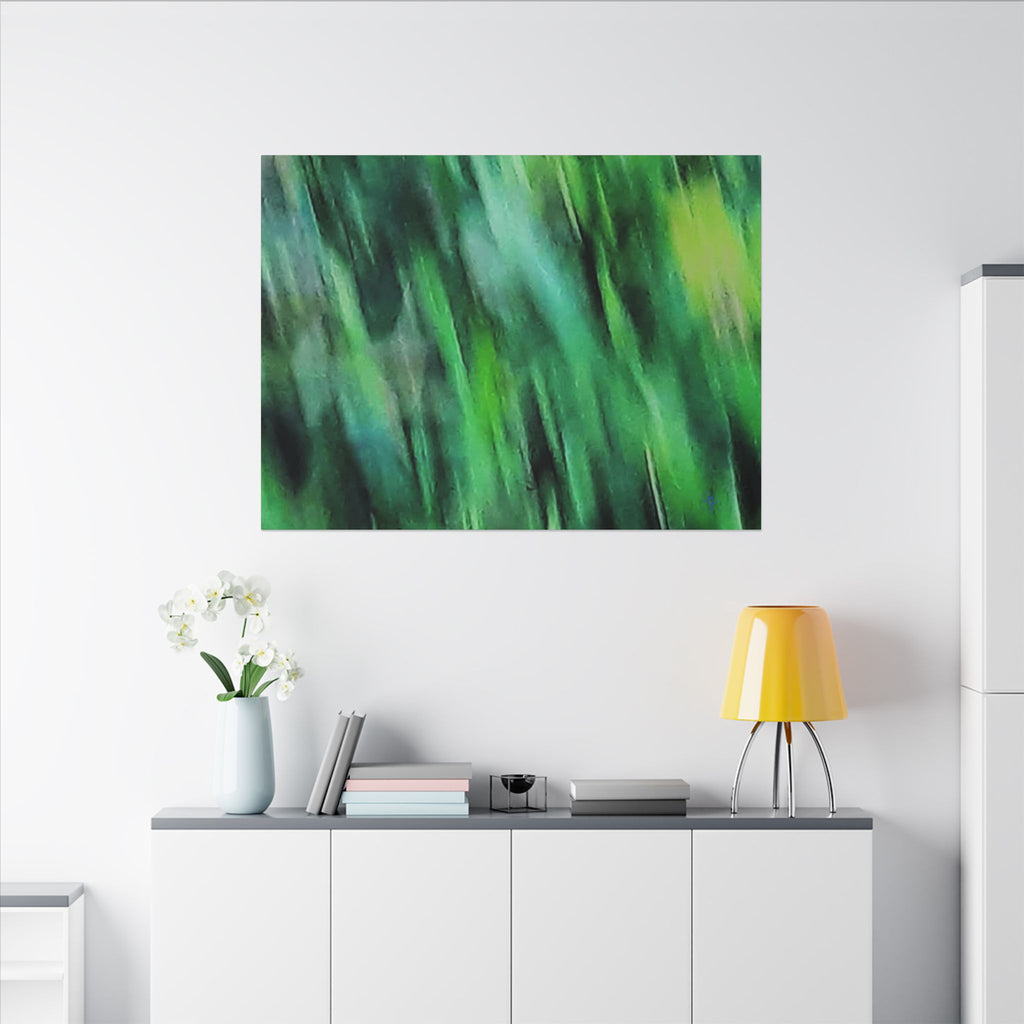 Green Abstract Blur Canvas Wall Art — Vibrant Nature-Inspired Matte Print