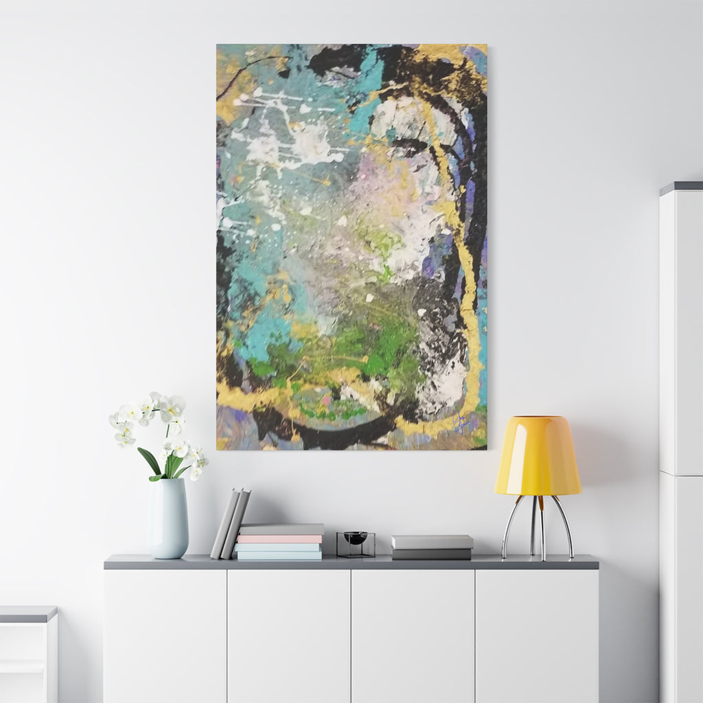 Abstract Green & Teal Matte Canvas Wall Art — Stretched 1.25"