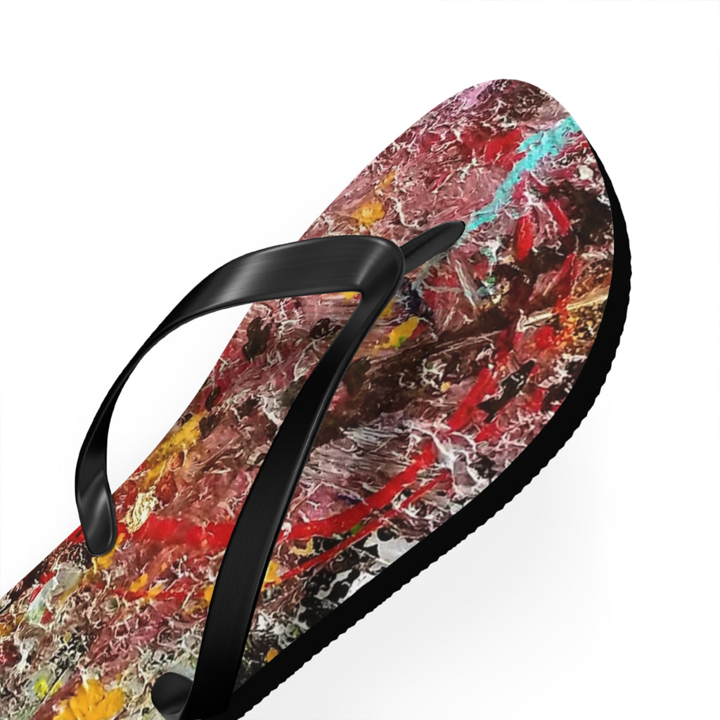 Artistic Abstract Flip Flops — Colorful Graffiti Texture Sandals