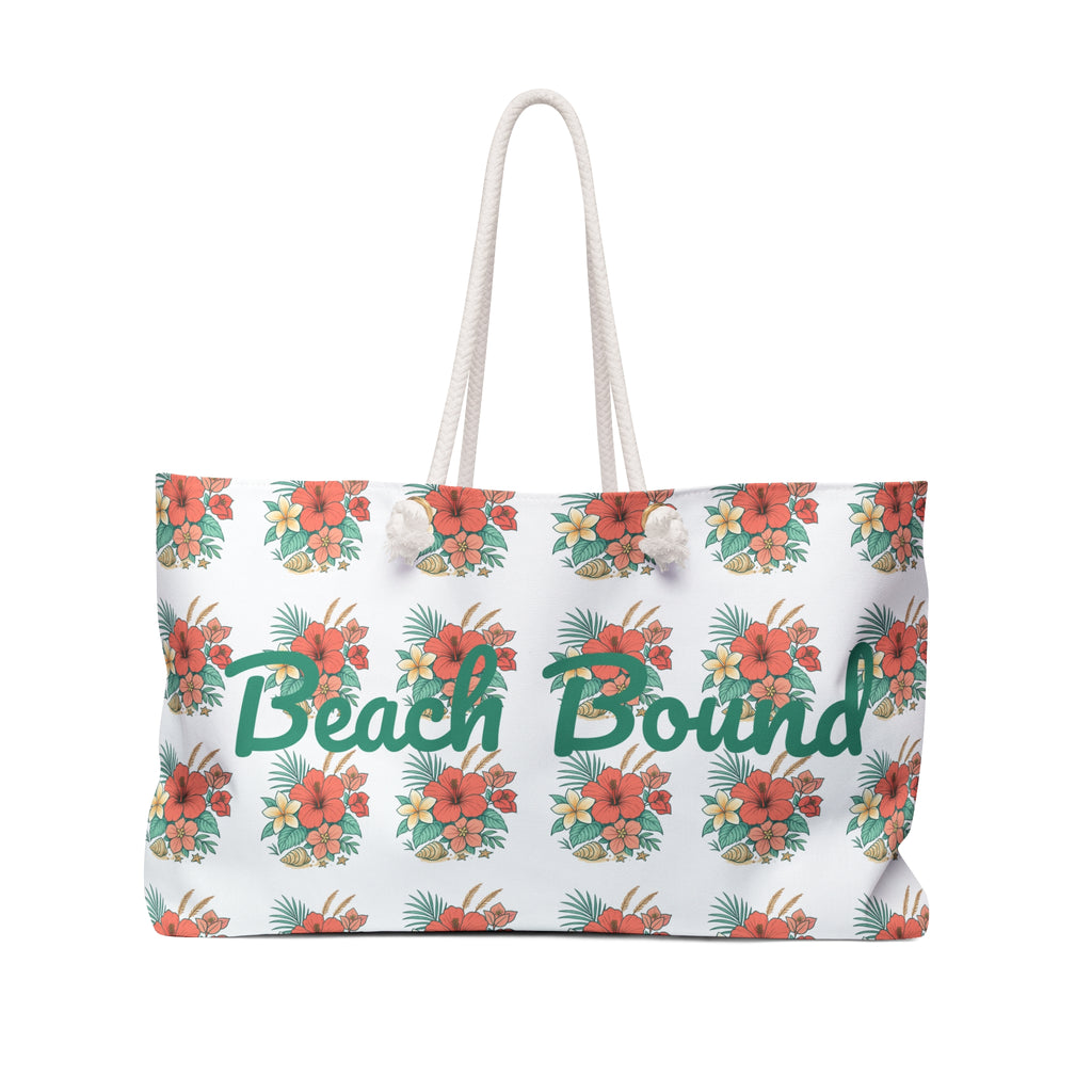 Beach Bound Weekender Bag - Floral Tropical Tote for Beach Trips & Vacations
