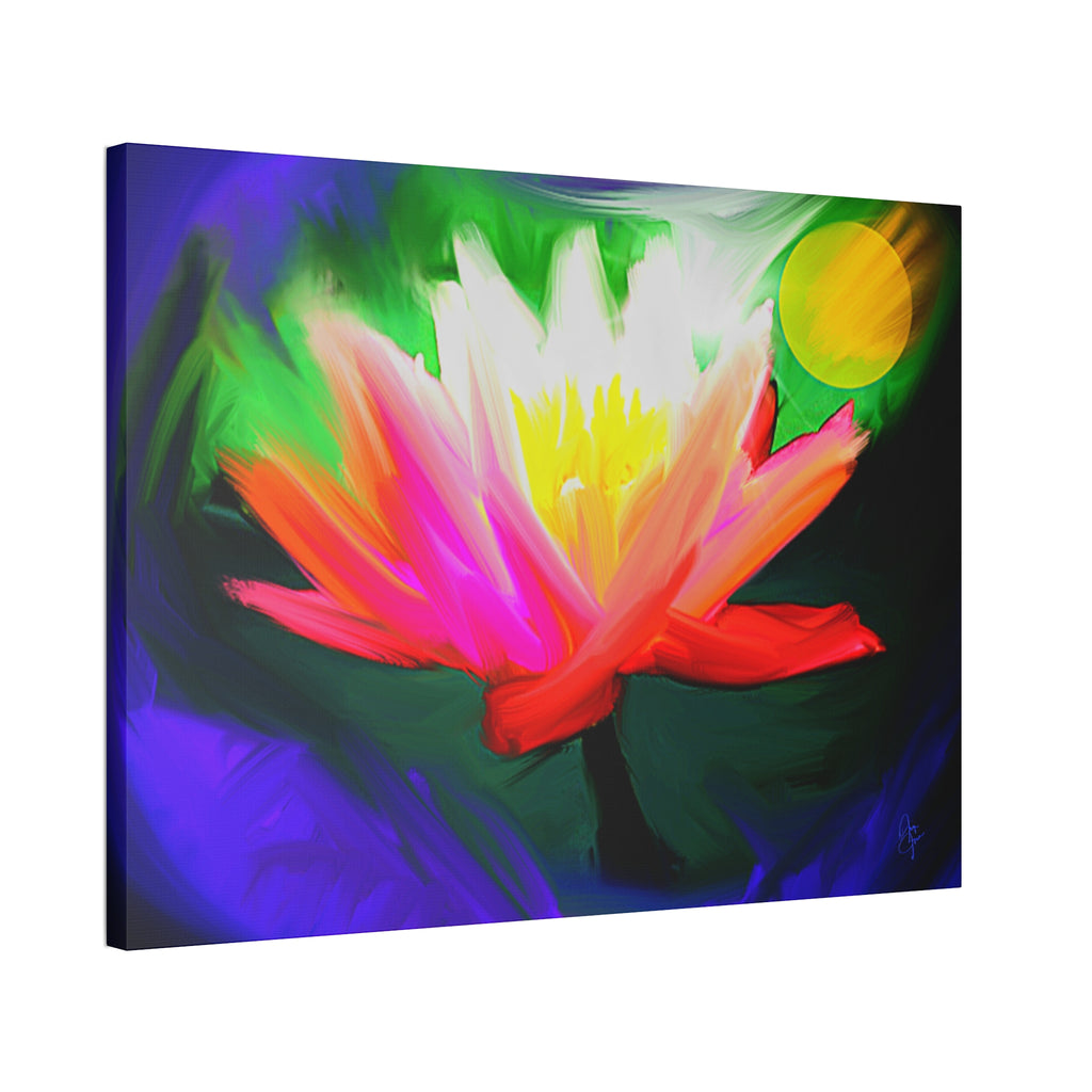 Vibrant Lotus Canvas Print — Bright Floral Stretched Wall Art