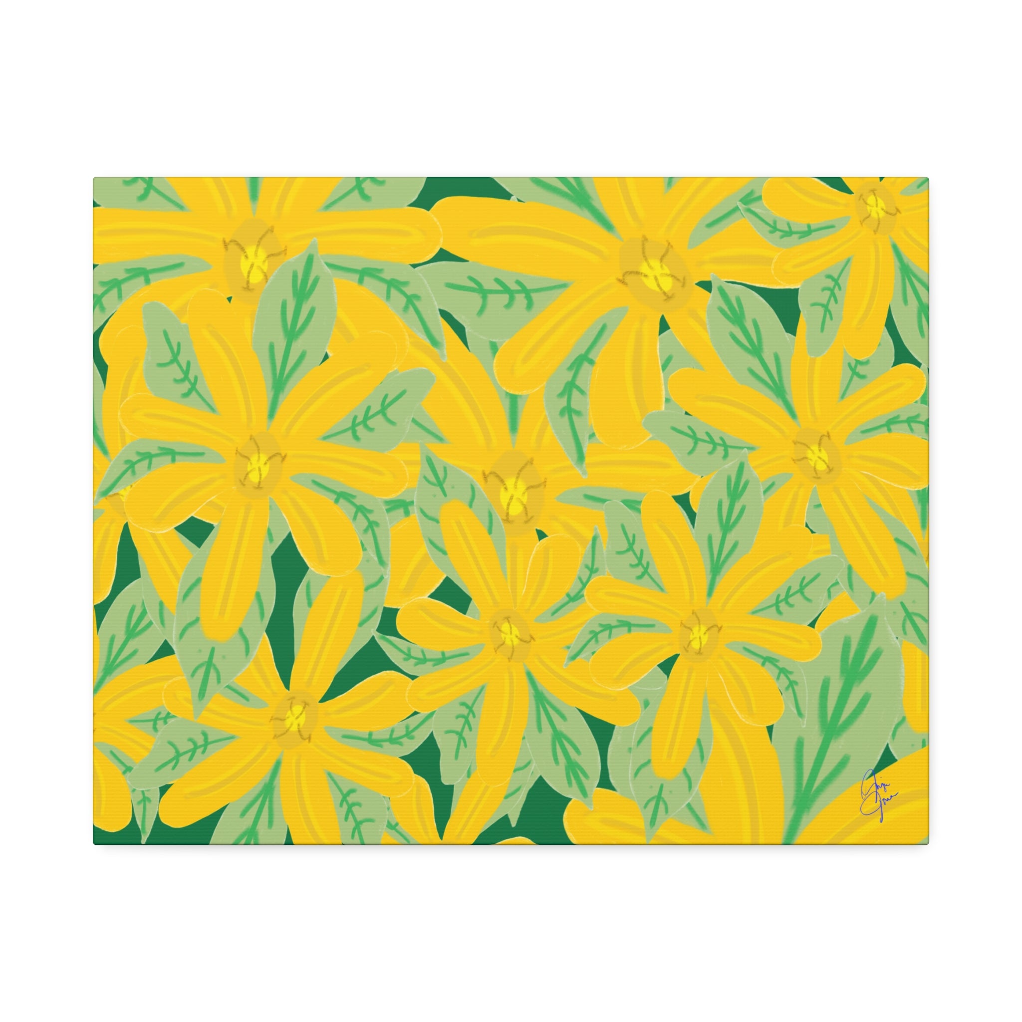 Yellow Daisy Canvas Wall Art — Bright Floral Stretched Canvas (1.5" Depth)