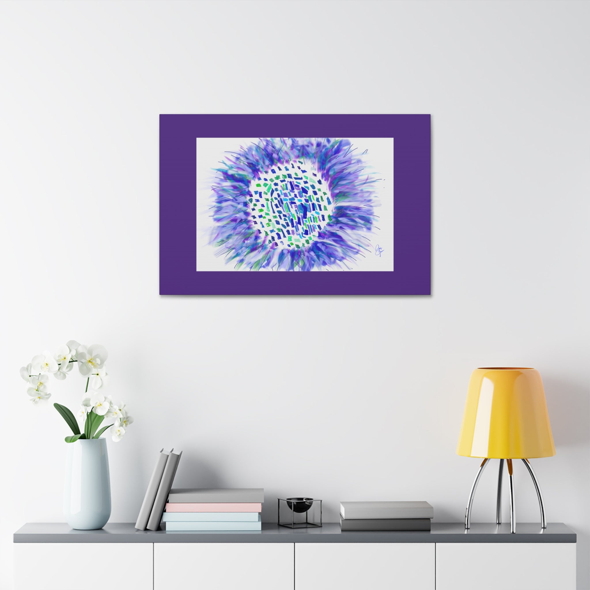 Abstract Blue-Purple Burst Canvas Stretched Art