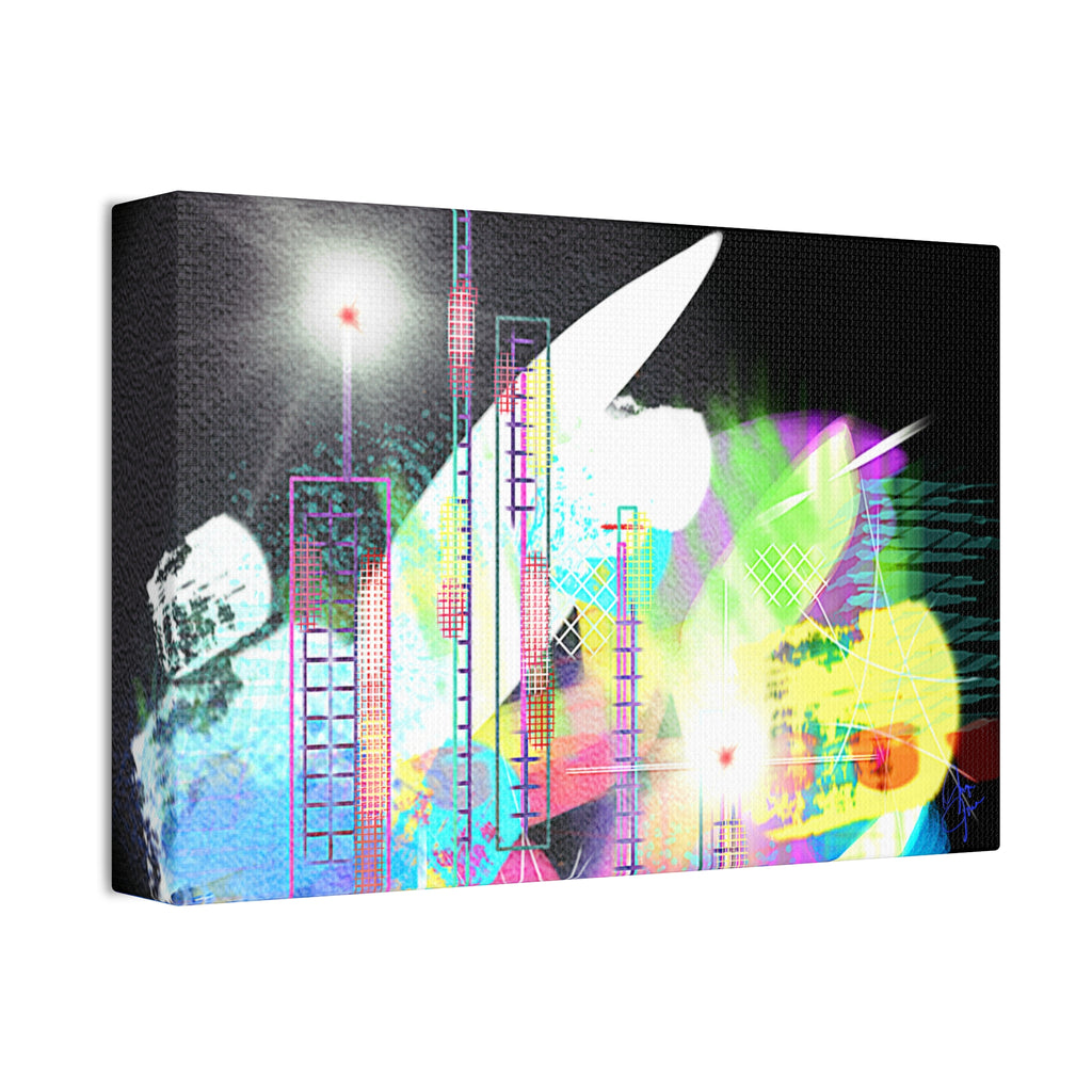 Abstract Neon Cityscape Canvas Print — Stretched 1.5"