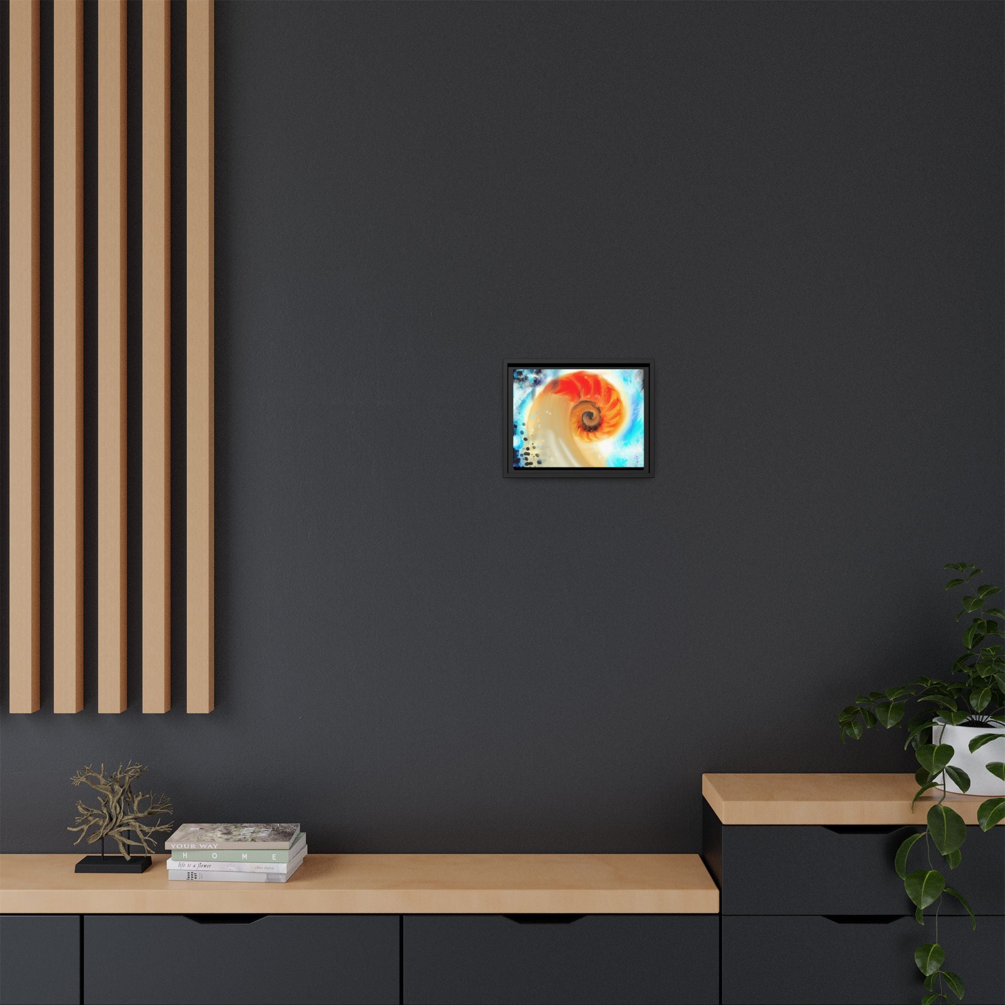 Framed Abstract Spiral Canvas Art — Vibrant Nautical Wave Print