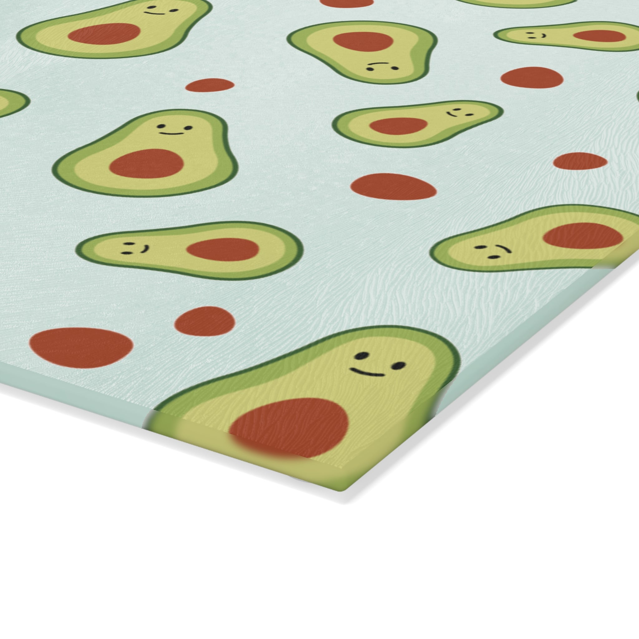 Cute Avocado Pattern Glass Cutting Board — Fun Kitchen Chopping Board for Avocado Lovers