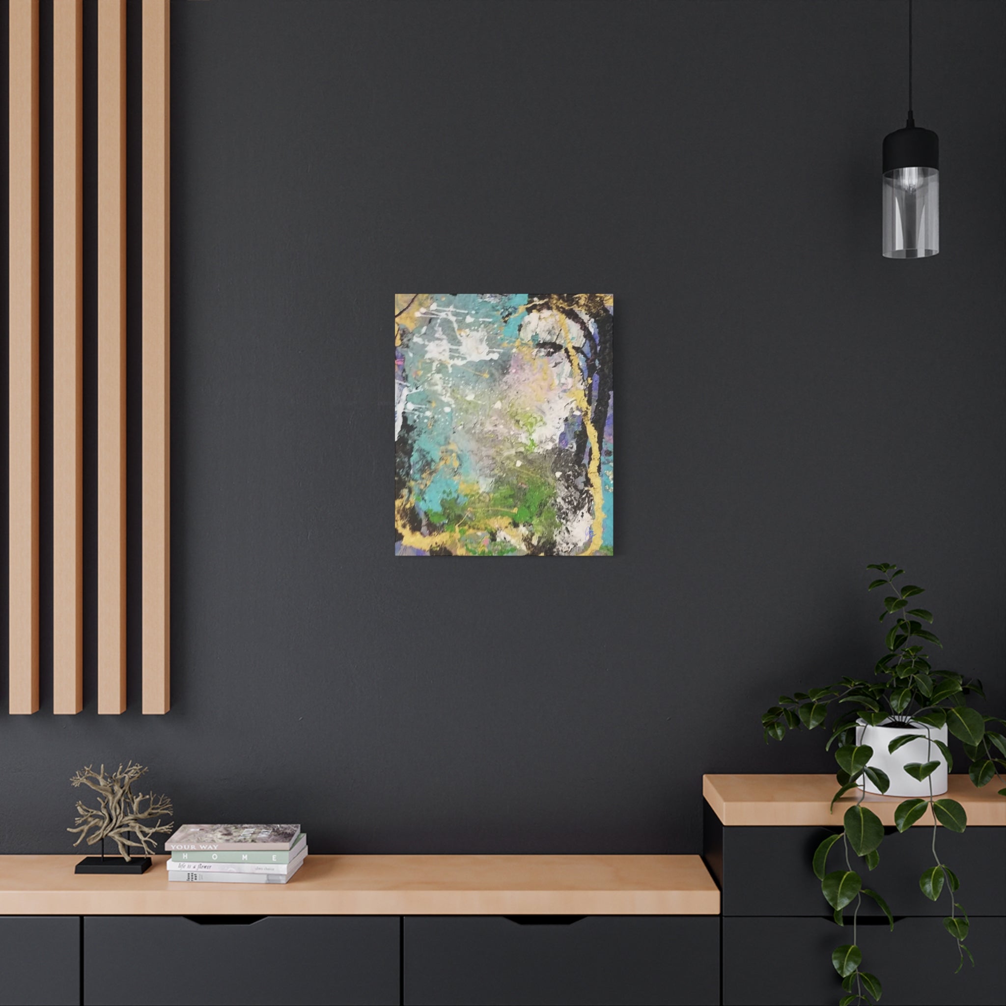 Abstract Green & Teal Matte Canvas Wall Art — Stretched 1.25"