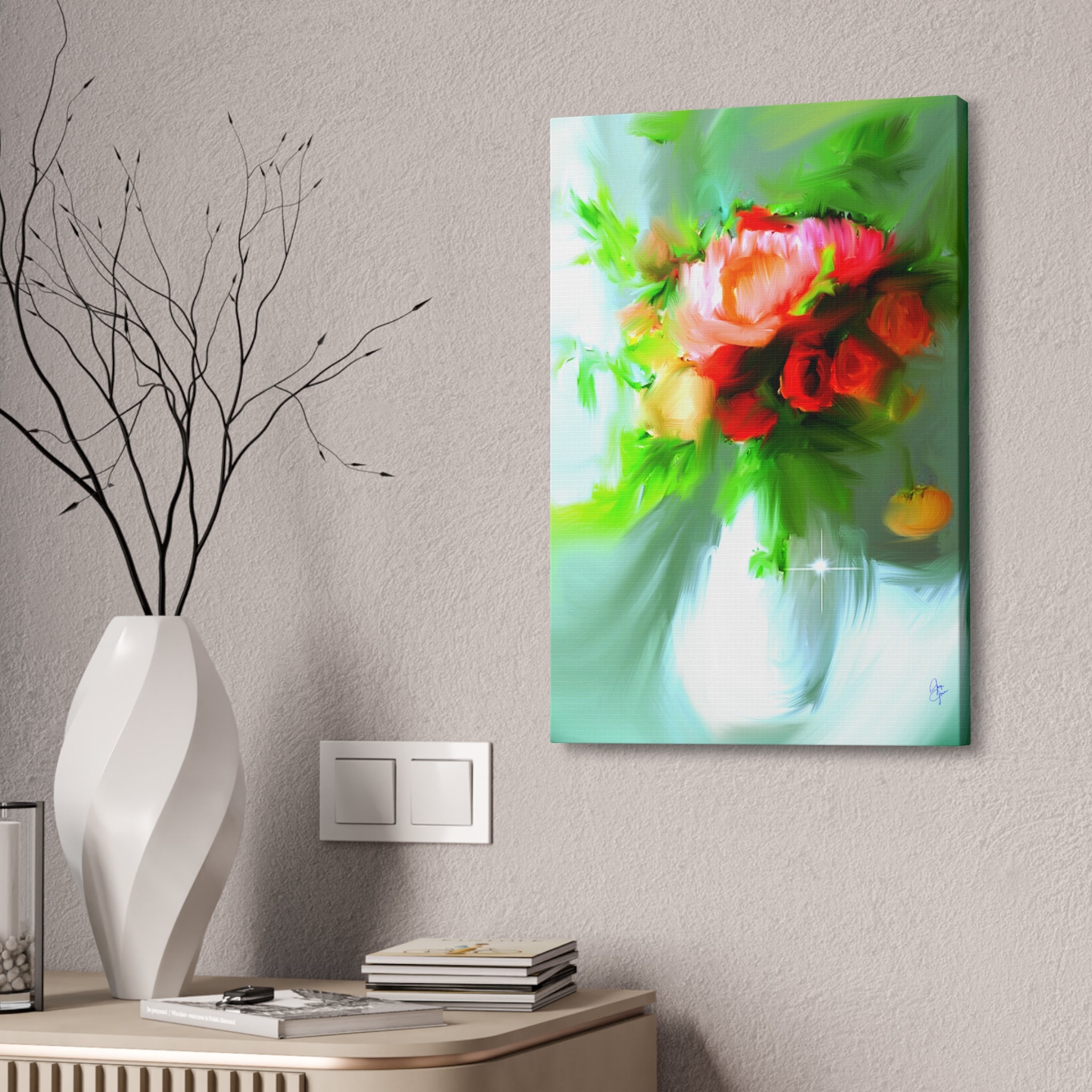 Vibrant Floral Bouquet Canvas Wall Art — Stretched 1.5"