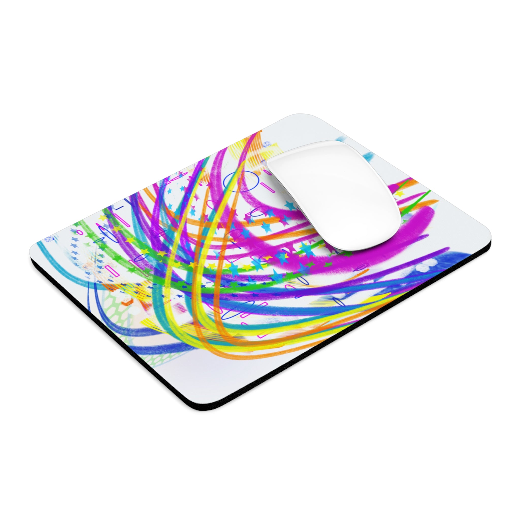 Abstract Rainbow Swirl Mouse Pad — Colorful Artistic Desk Mat for Office & Gaming
