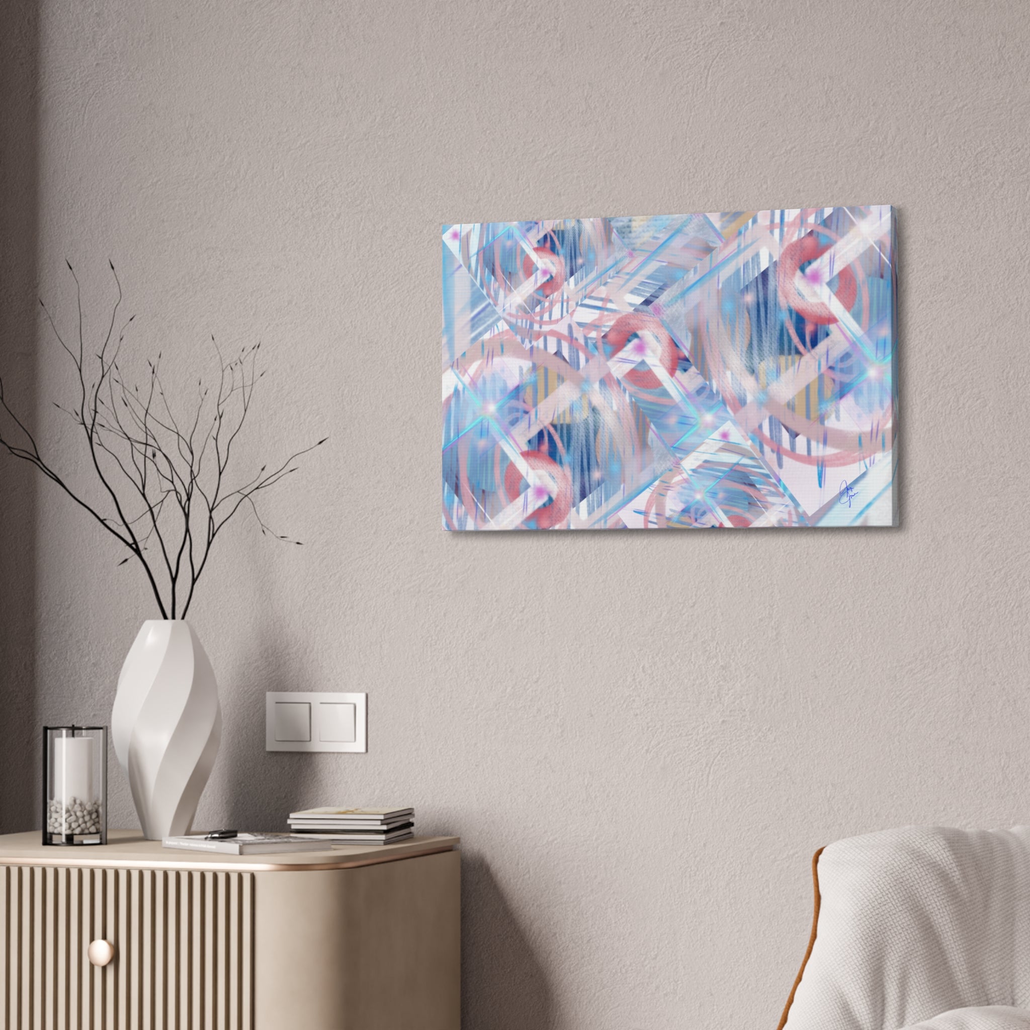 Abstract Pastel Flamingo Canvas Stretch 1.5" - Modern Tropical Wall Art