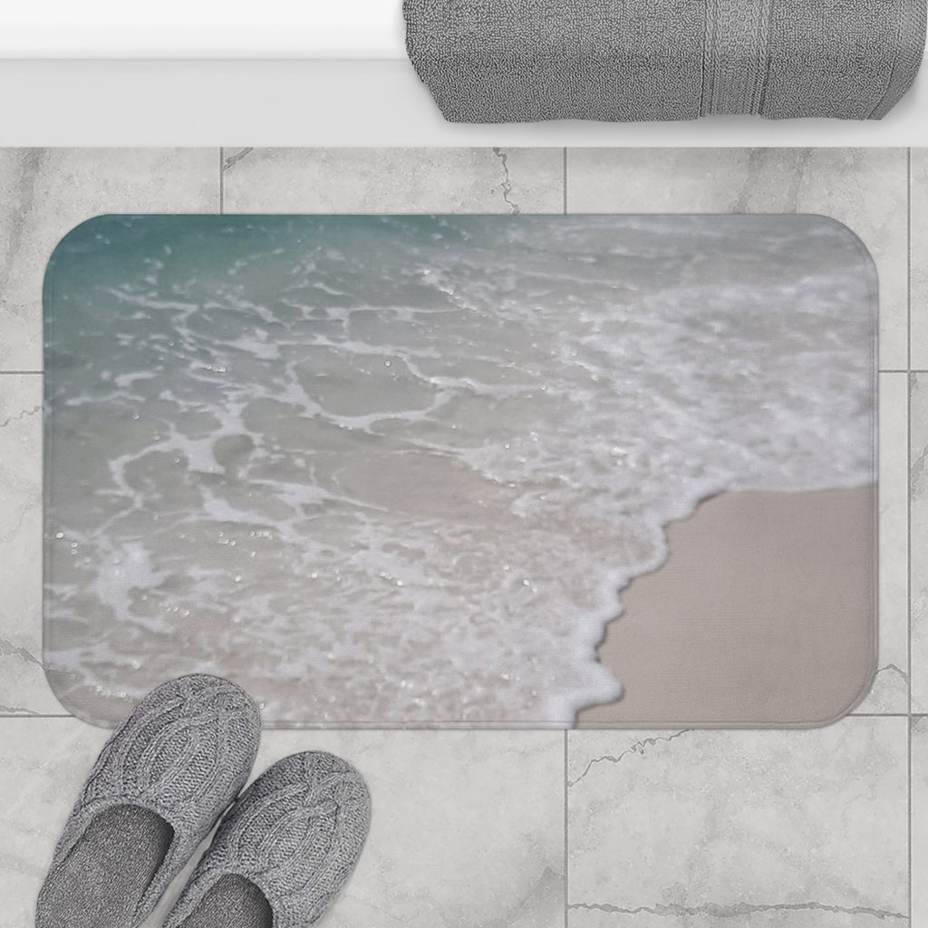 Beach Shore Bath Mat – Ocean Wave Coastal Bathroom Rug