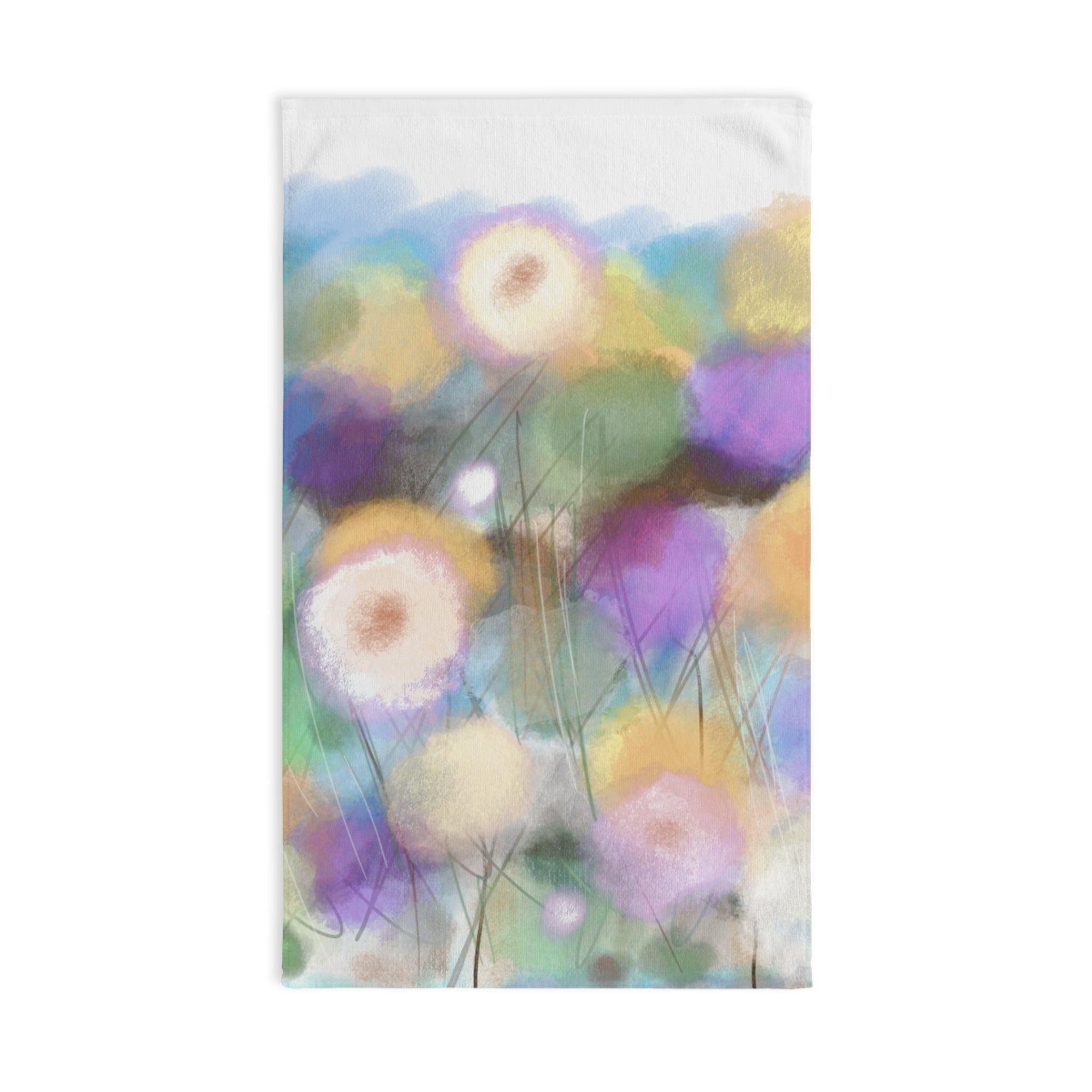 Floral Watercolor Hand Towel — Soft Pastel Garden Decorative Towel