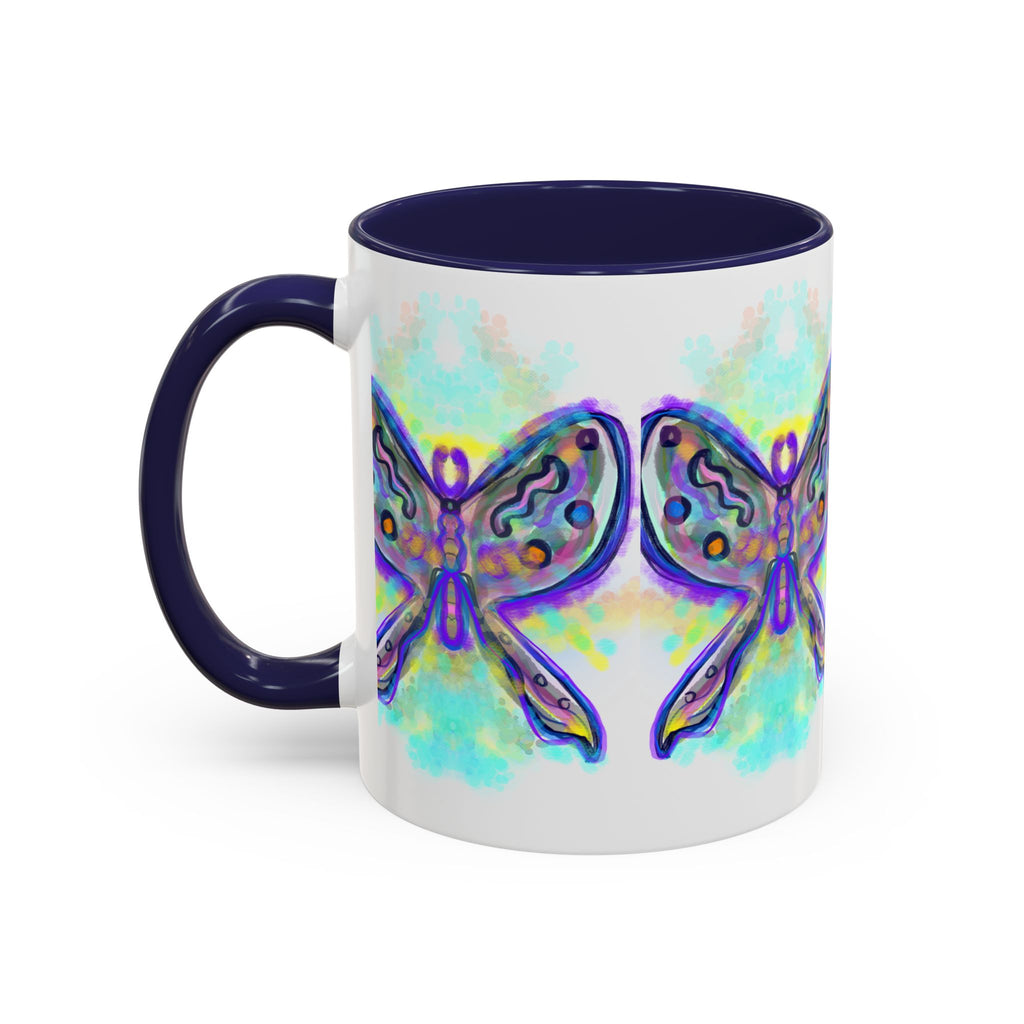 Butterfly Accent Coffee Mug — Colorful Watercolor Butterfly Design (11/15oz)