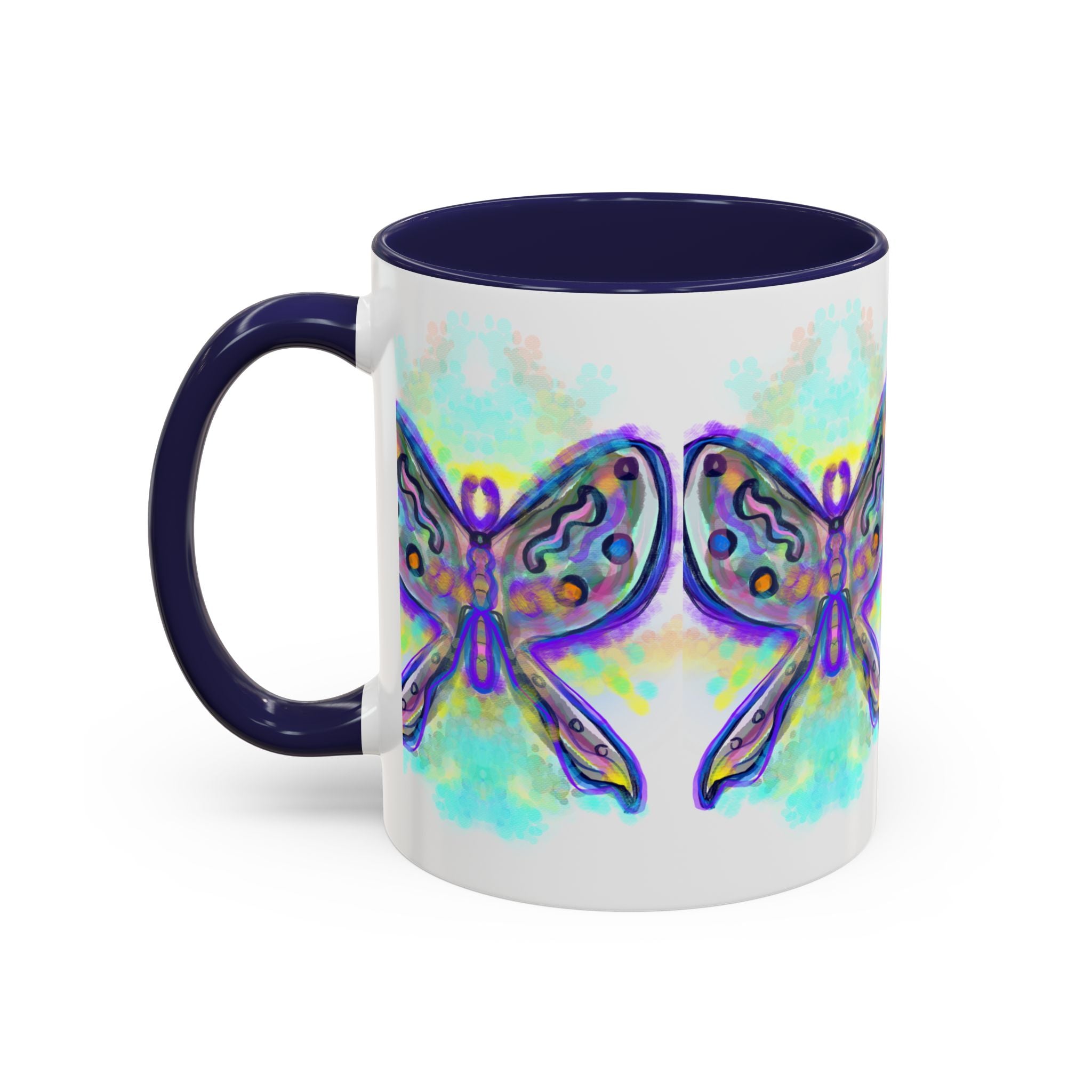 Butterfly Accent Coffee Mug — Colorful Watercolor Butterfly Design (11/15oz)
