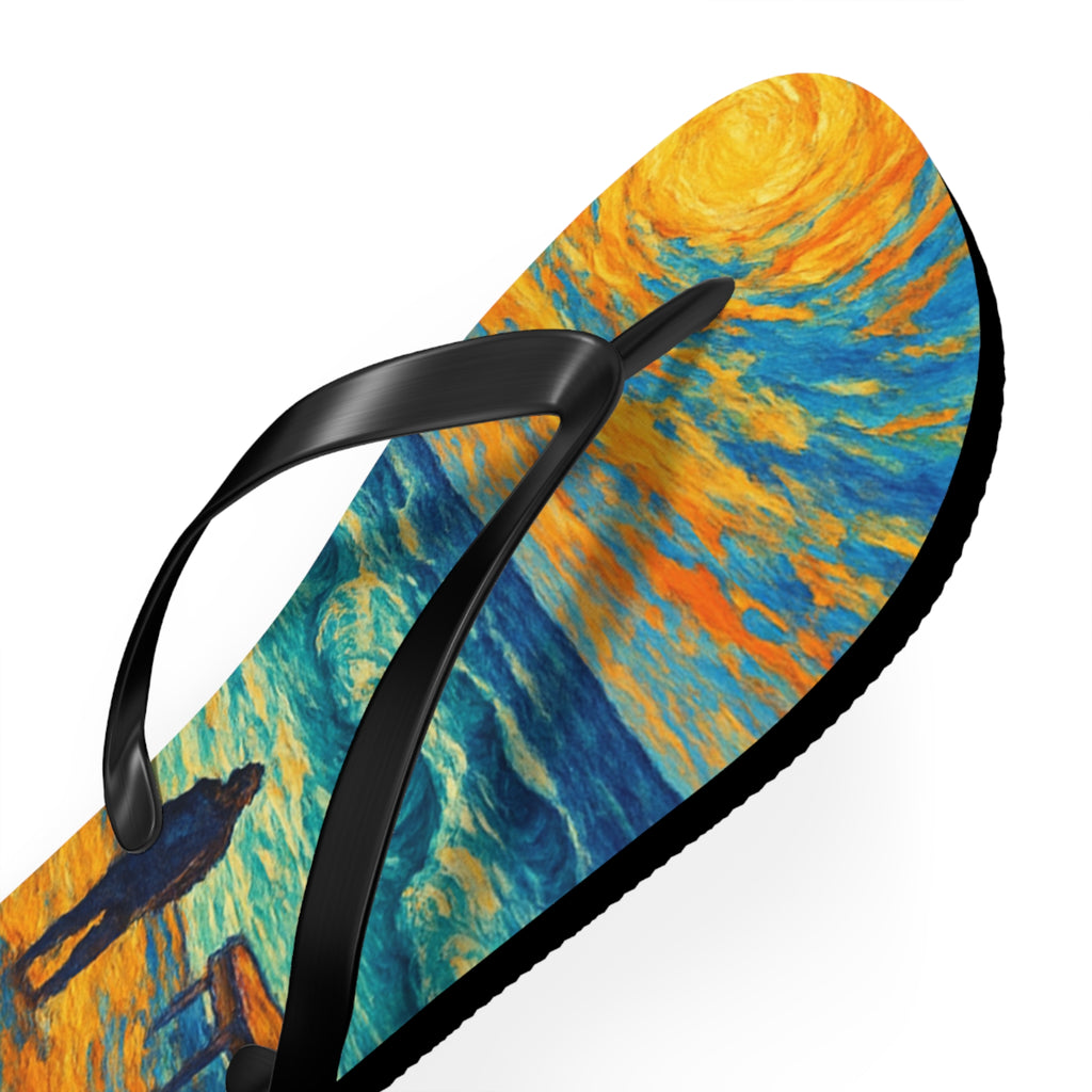 Beach Scene Flip Flops – Colorful Impressionist Seaside Print