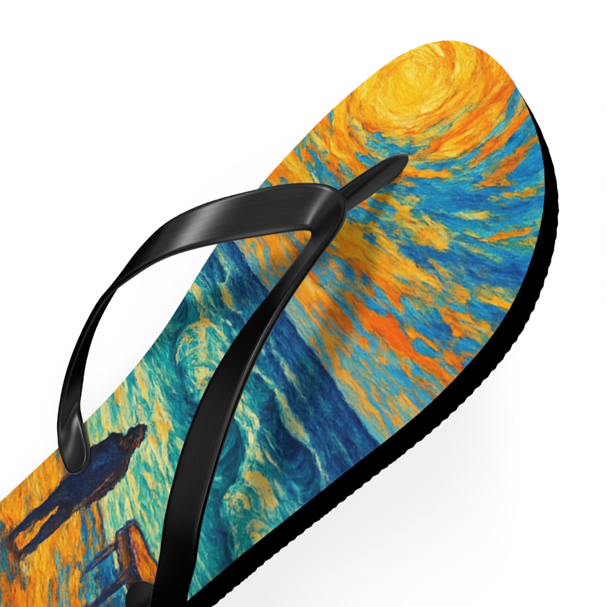Beach Scene Flip Flops – Colorful Impressionist Seaside Print