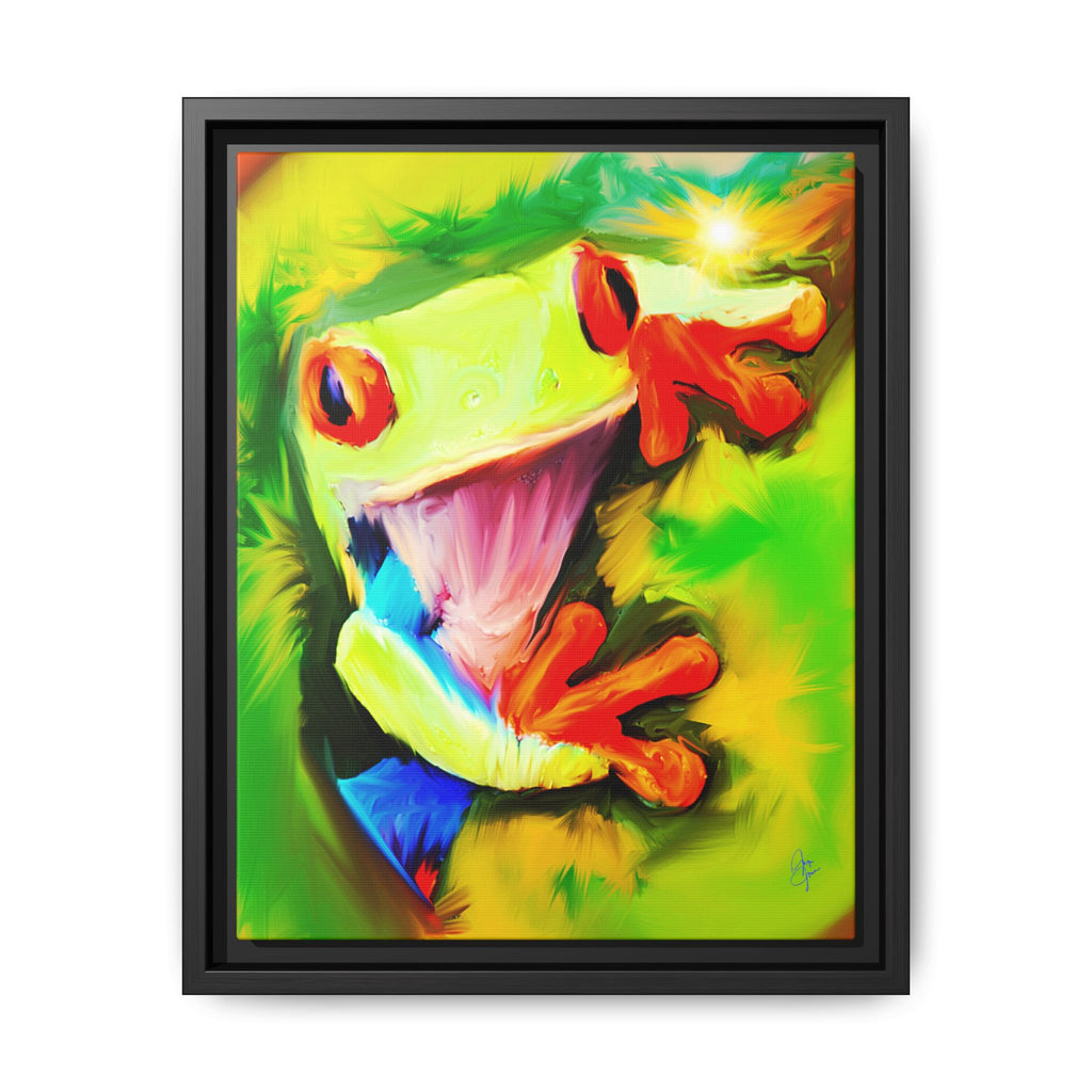 Colorful Tree Frog Matte Canvas Print — Framed Tropical Wall Art