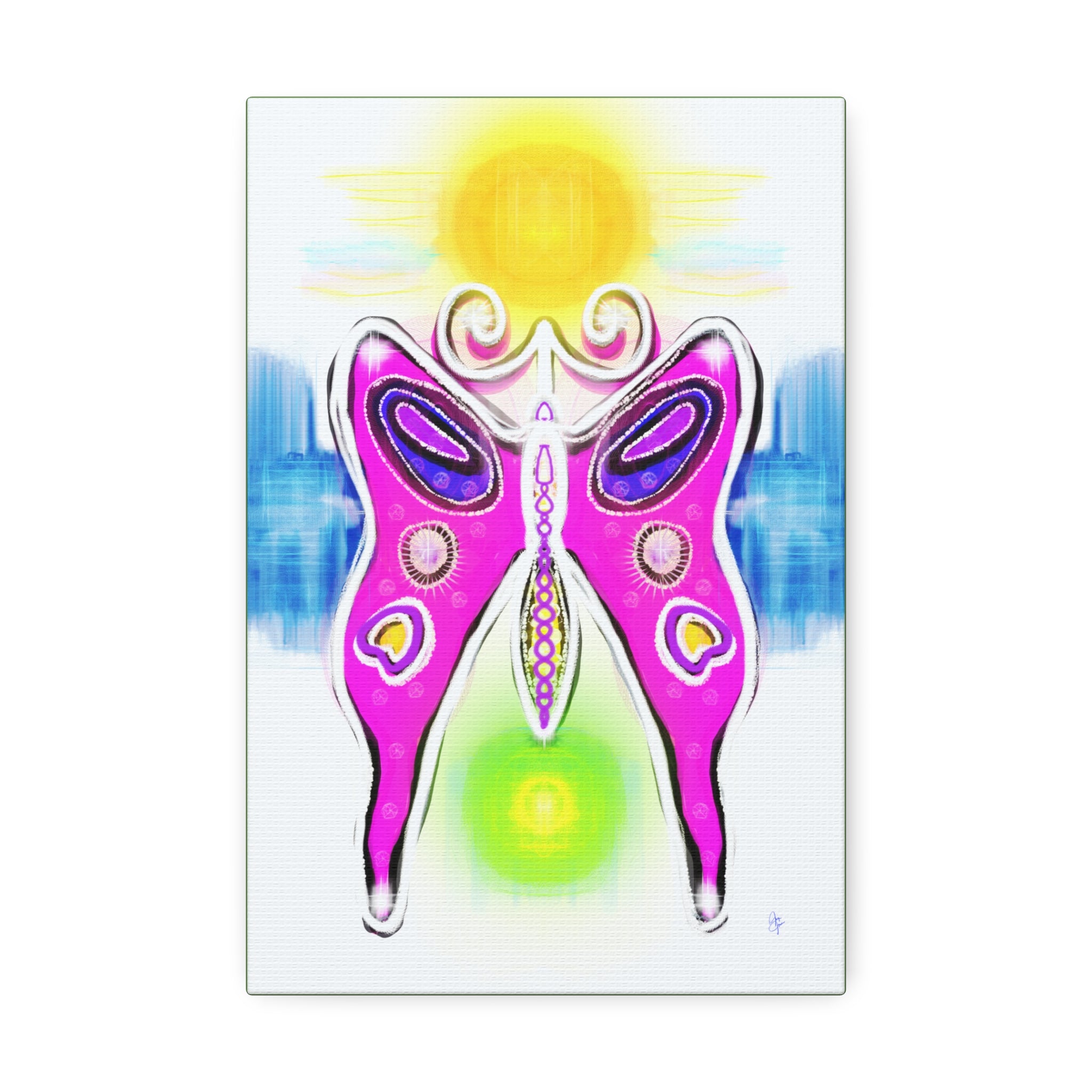 Abstract Pink Butterfly Canvas - Vibrant Stretched Wall Art